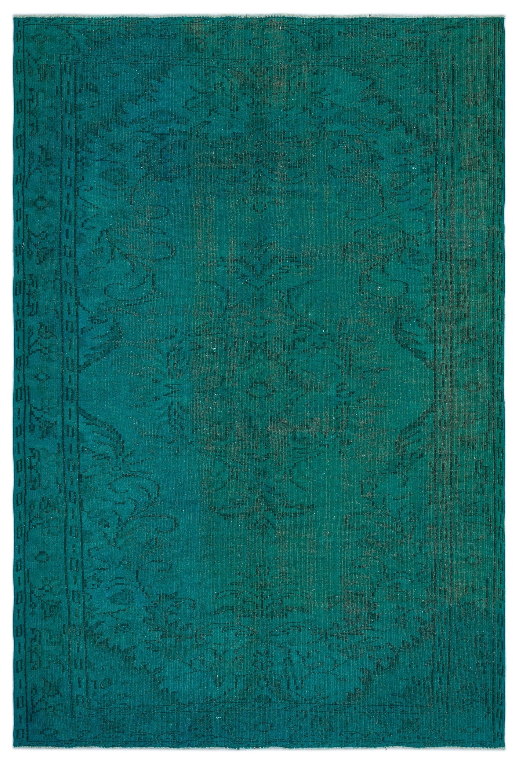 Atina Turquoise Vintage Wool Handmade Area Rug 5'9" x 8'8"
