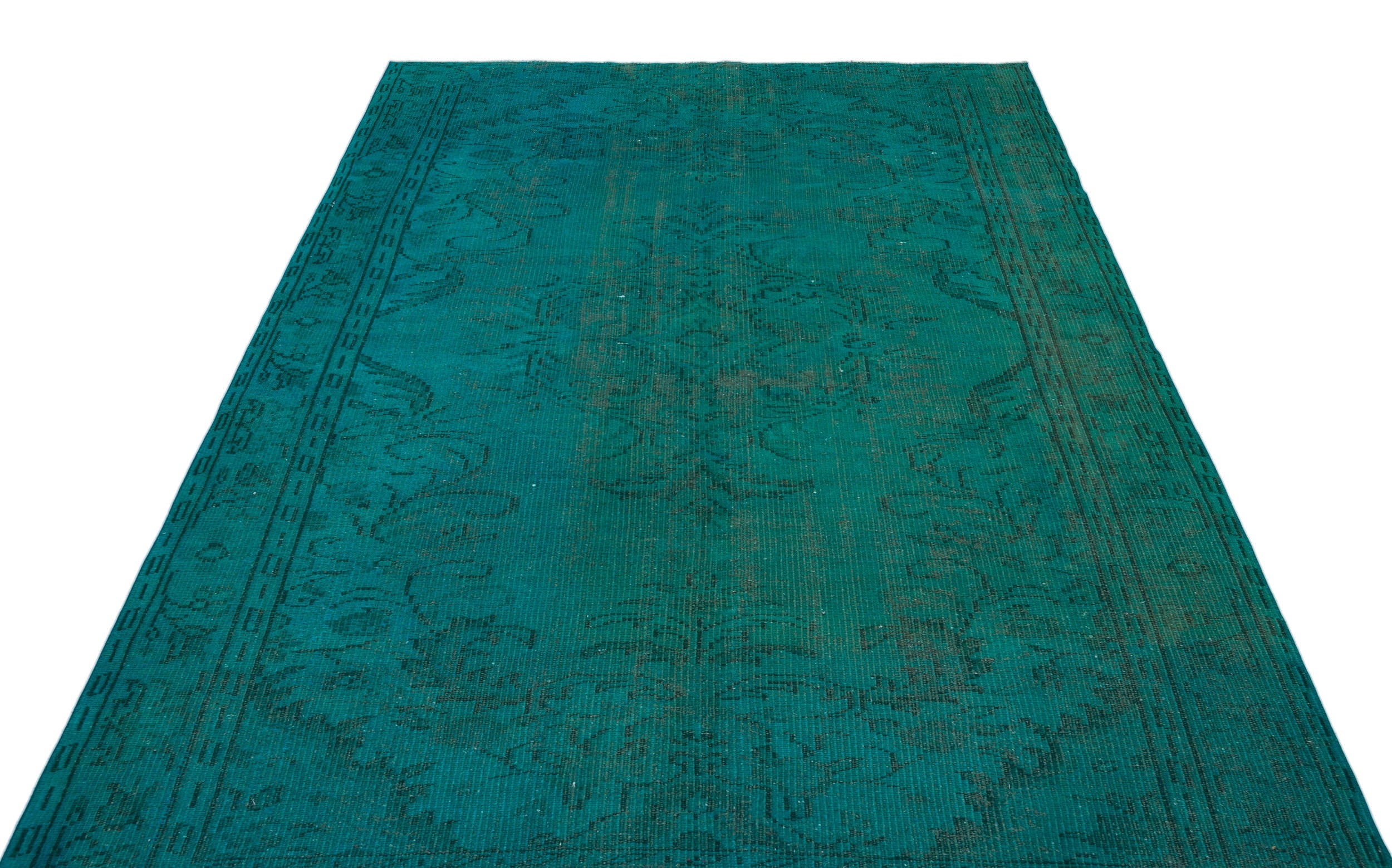 Atina Turquoise Vintage Wool Handmade Area Rug 5'9" x 8'8"