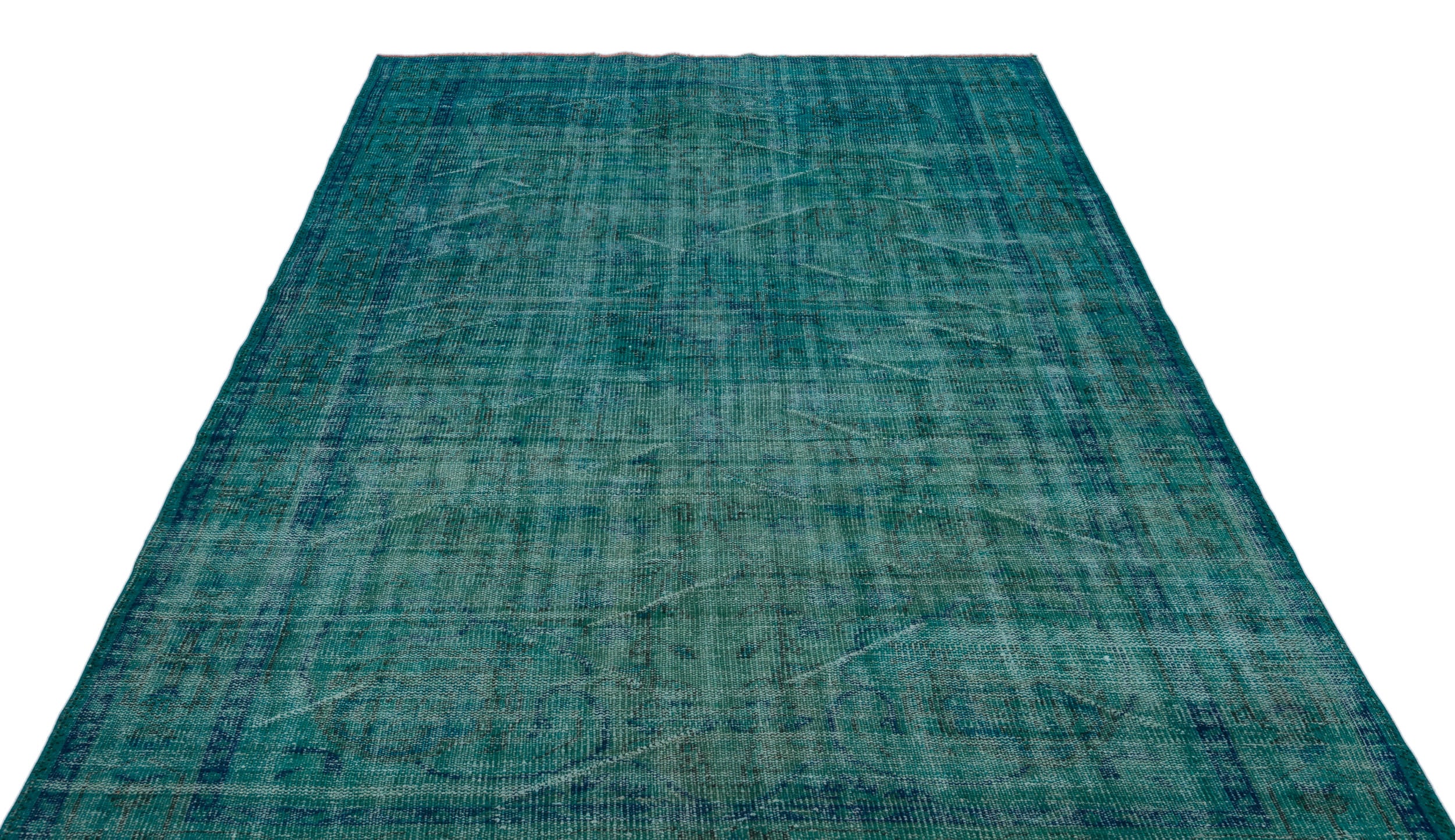 Atina Turquoise Vintage Wool Handmade Area Rug 6'3" x 8'6"
