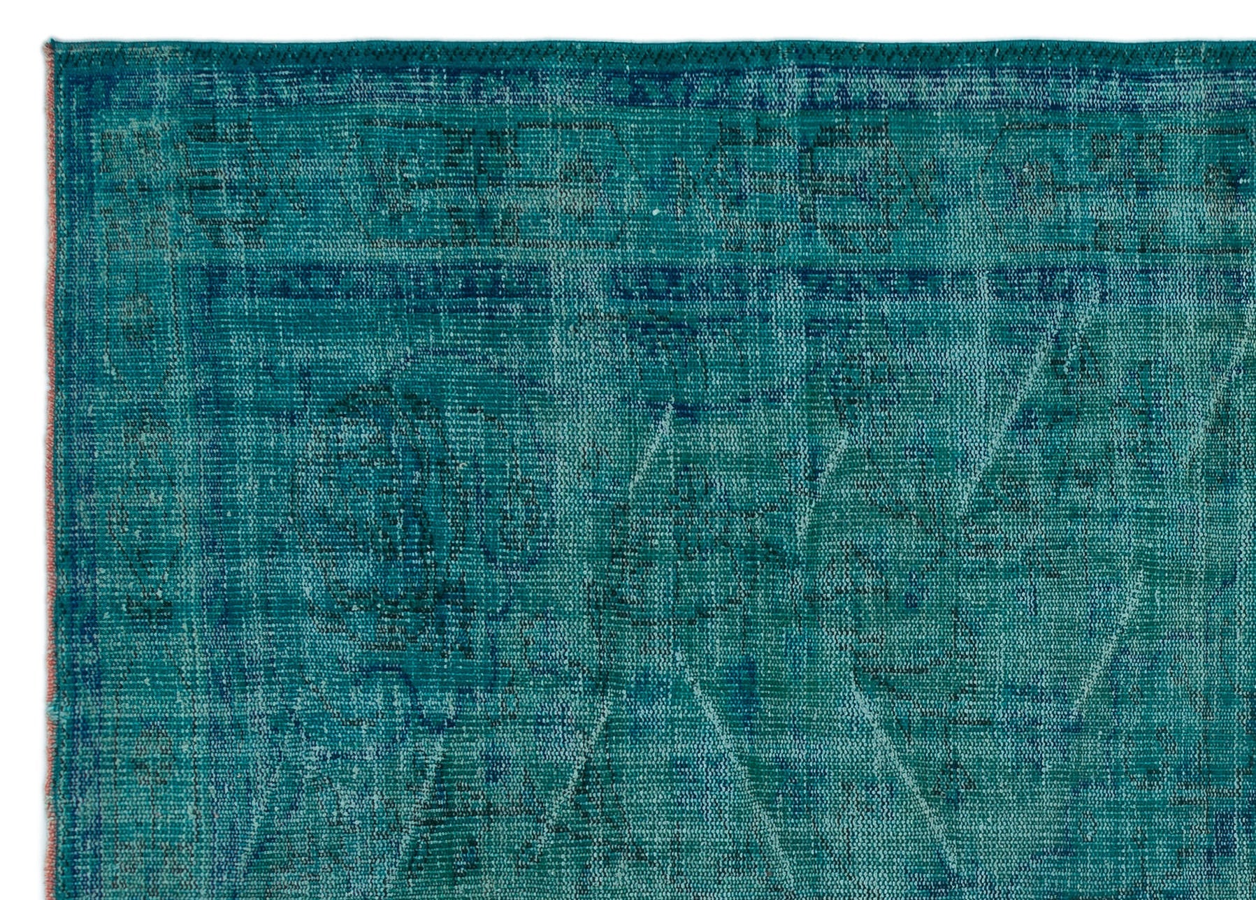 Atina Turquoise Vintage Wool Handmade Area Rug 6'3" x 8'6"