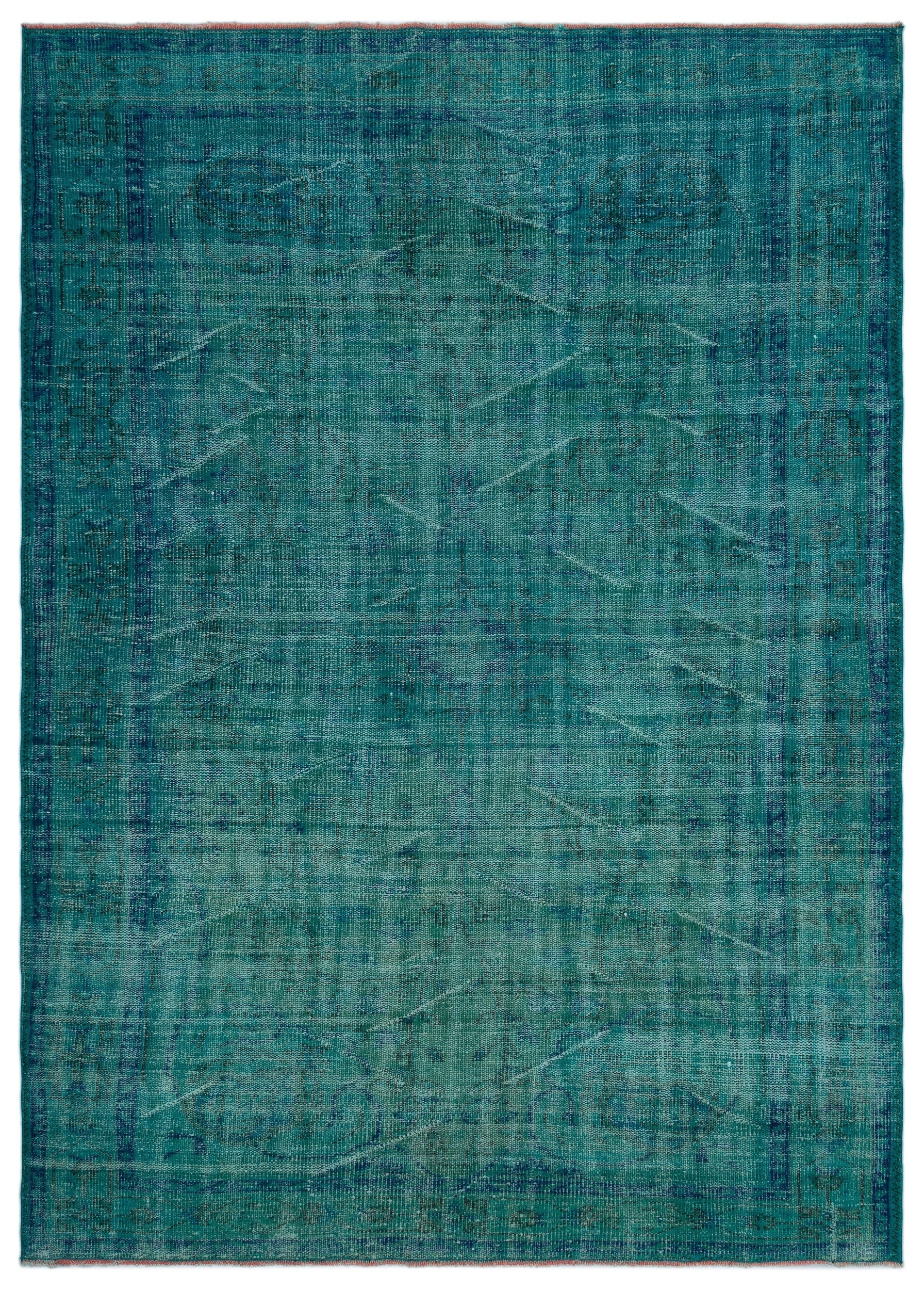 Atina Turquoise Vintage Wool Handmade Area Rug 6'3" x 8'6"