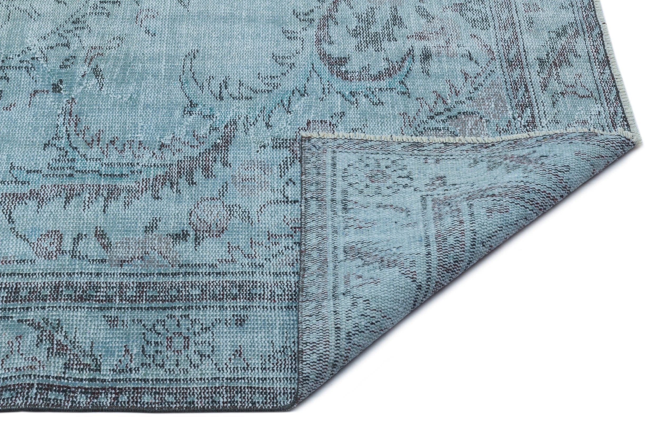 Atina Blue Vintage Wool Handmade Area Rug 5'6" x 9'4"