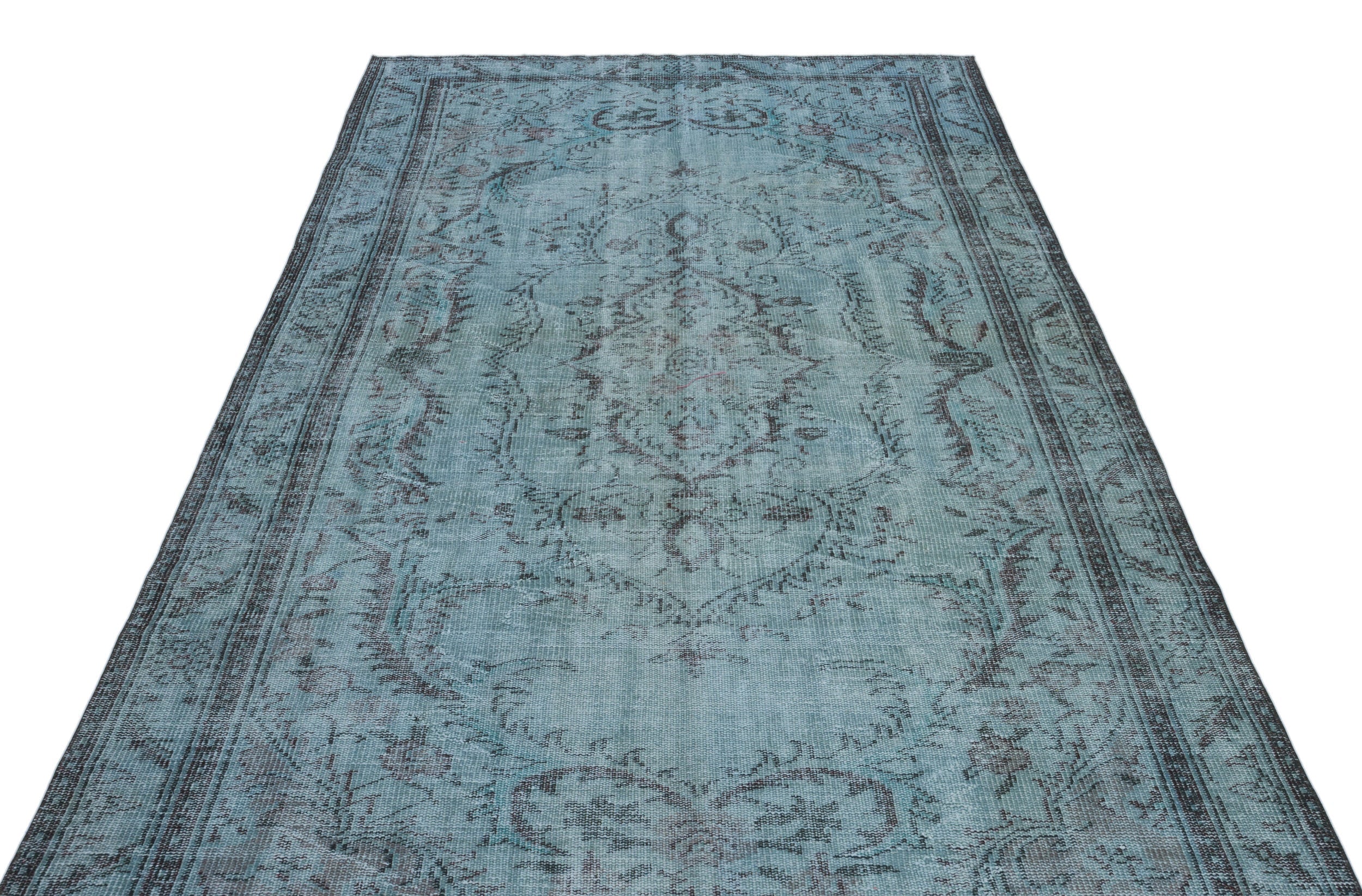 Atina Blue Vintage Wool Handmade Area Rug 5'6" x 9'4"