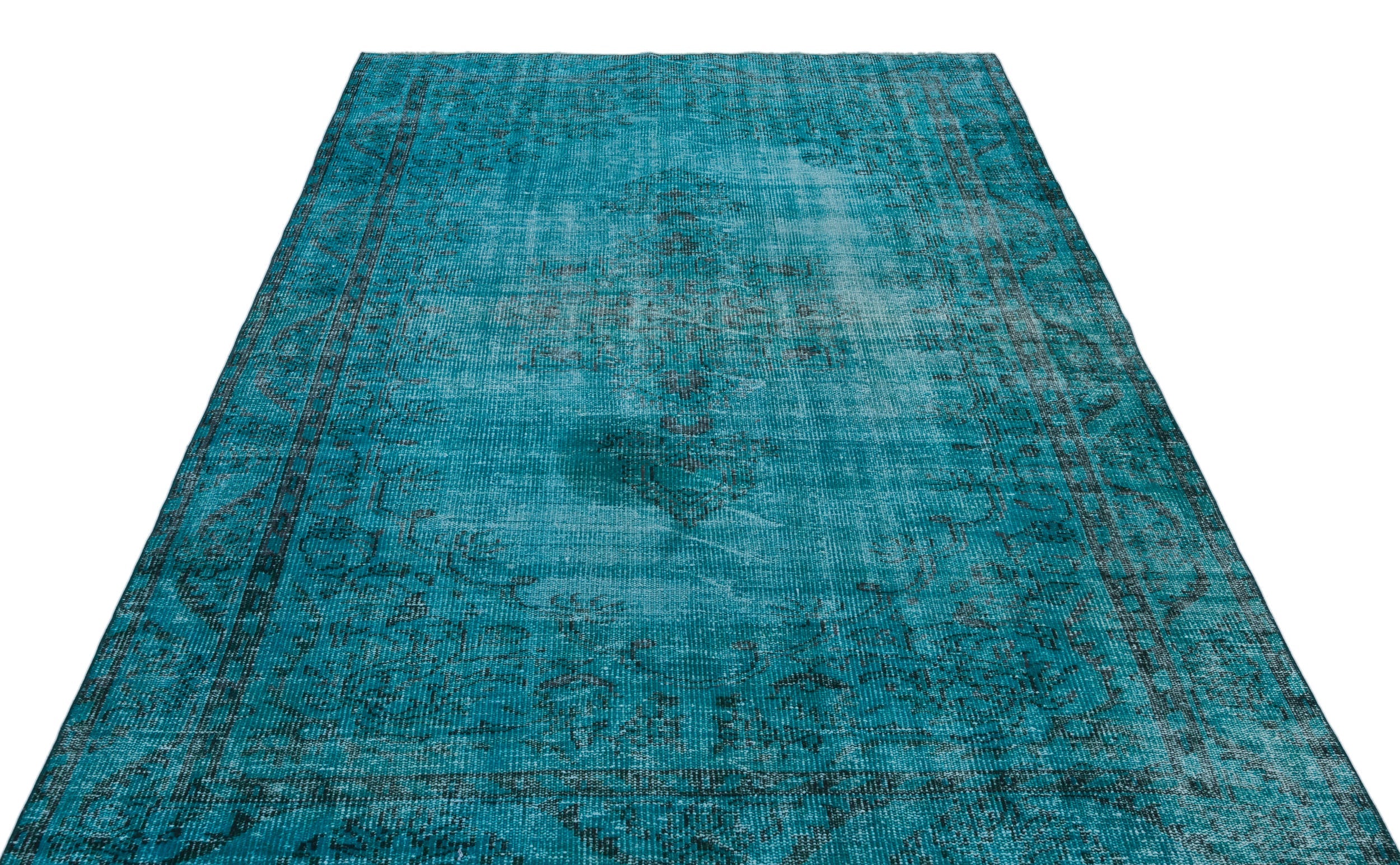 Atina Turquoise Vintage Wool Handmade Area Rug 5'10" x 8'7"