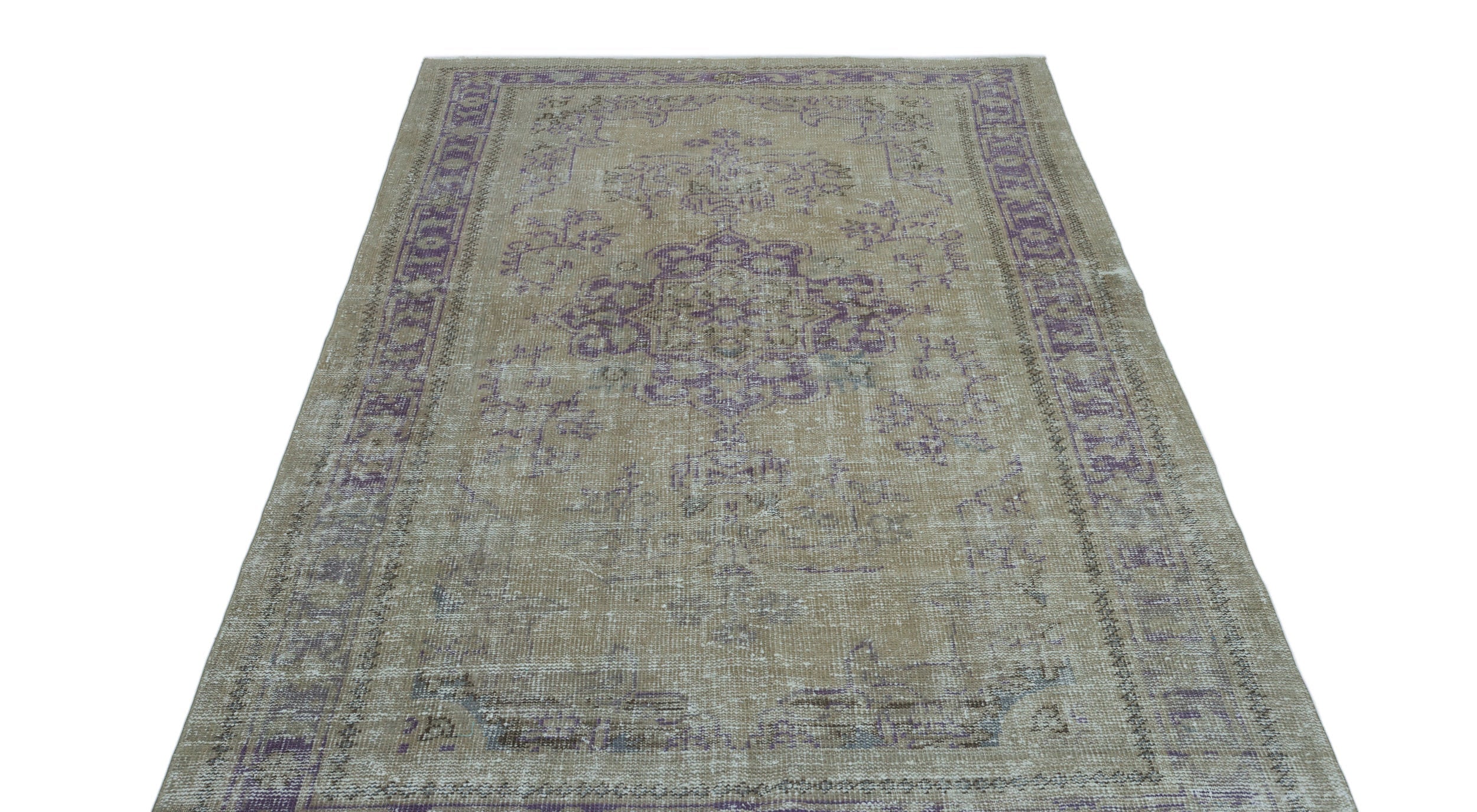 Atina Green Vintage Wool Handmade Area Rug 5'3" x 8'5"