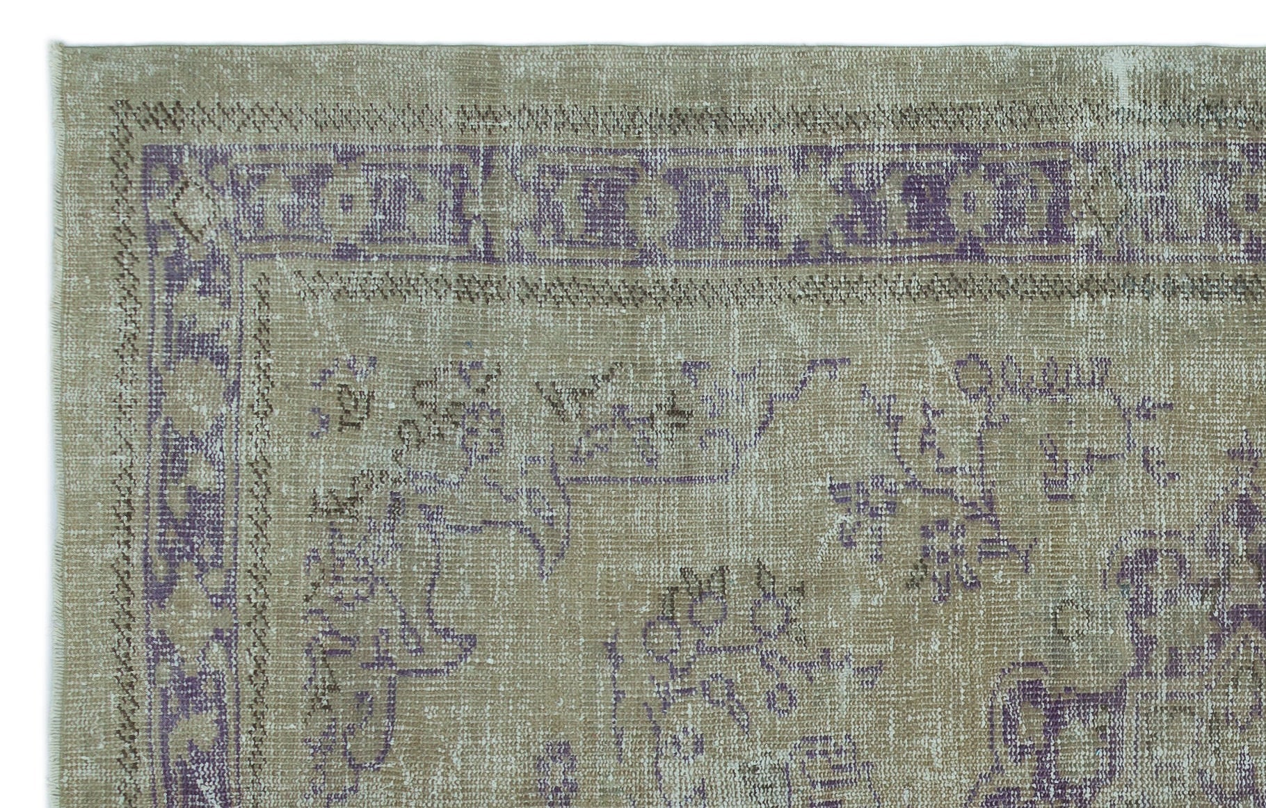 Atina Green Vintage Wool Handmade Area Rug 5'3" x 8'5"
