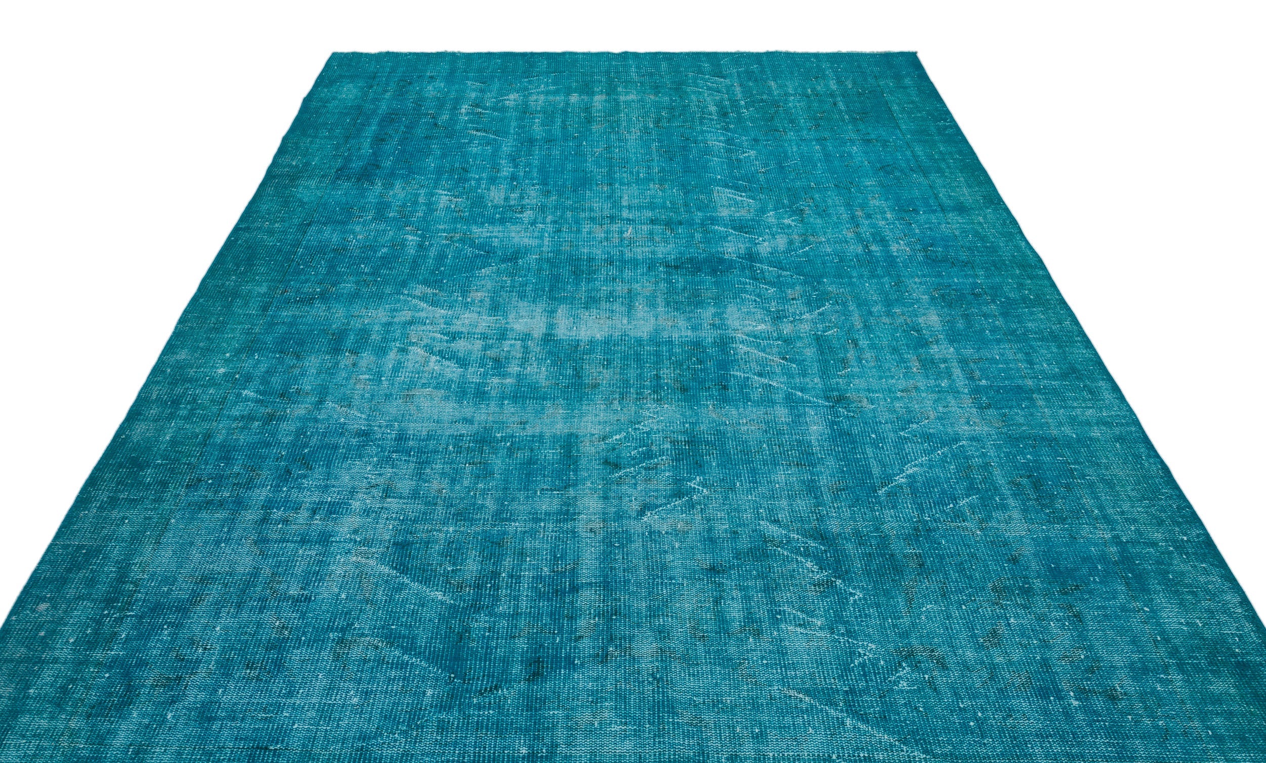 Atina Turquoise Vintage Wool Handmade Area Rug 7'2" x 10'2"