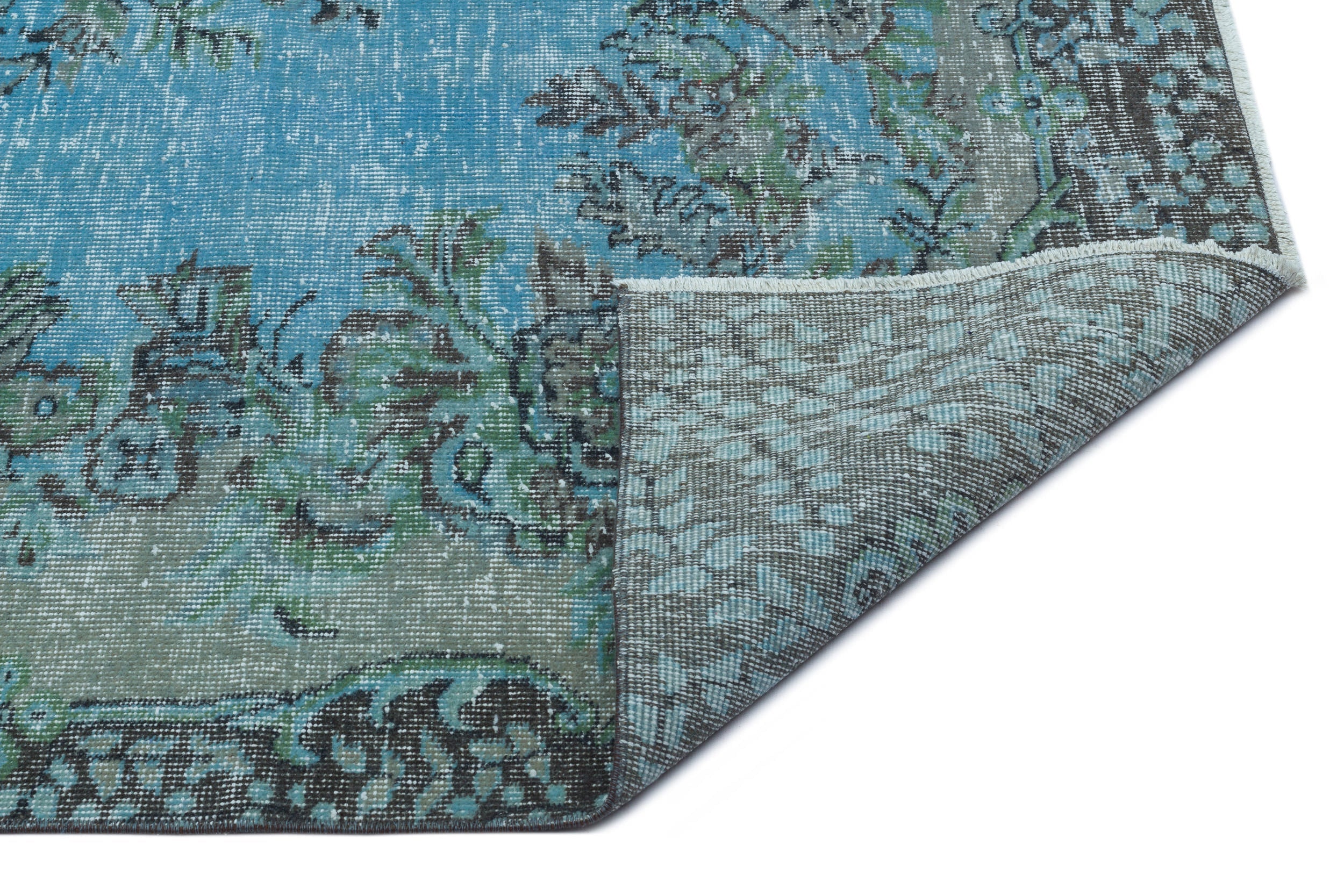 Atina Turquoise Vintage Wool Handmade Area Rug 5'5" x 9'5"