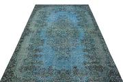 Atina Turquoise Vintage Wool Handmade Area Rug 5'5" x 9'5"