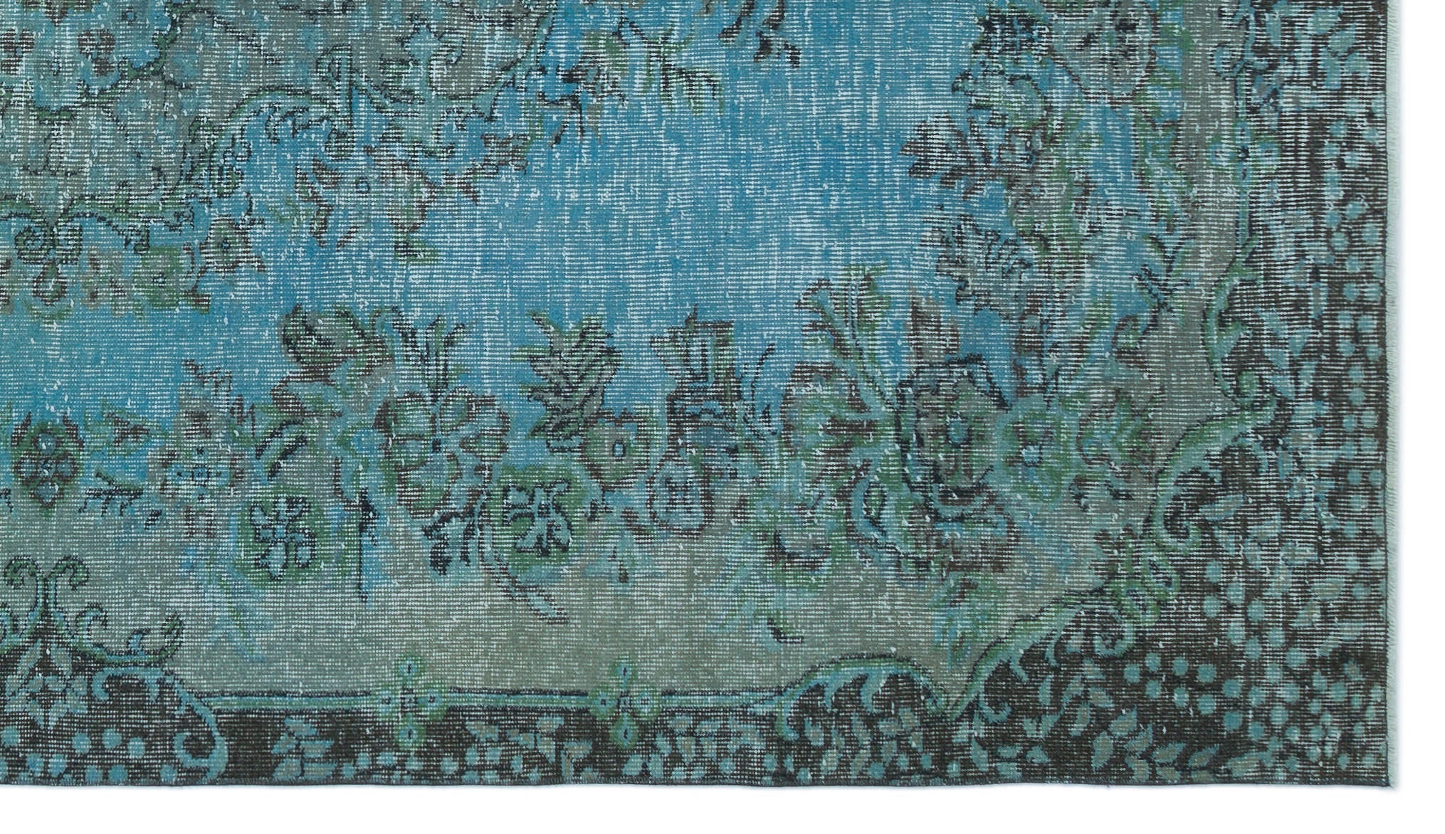 Atina Turquoise Vintage Wool Handmade Area Rug 5'5" x 9'5"