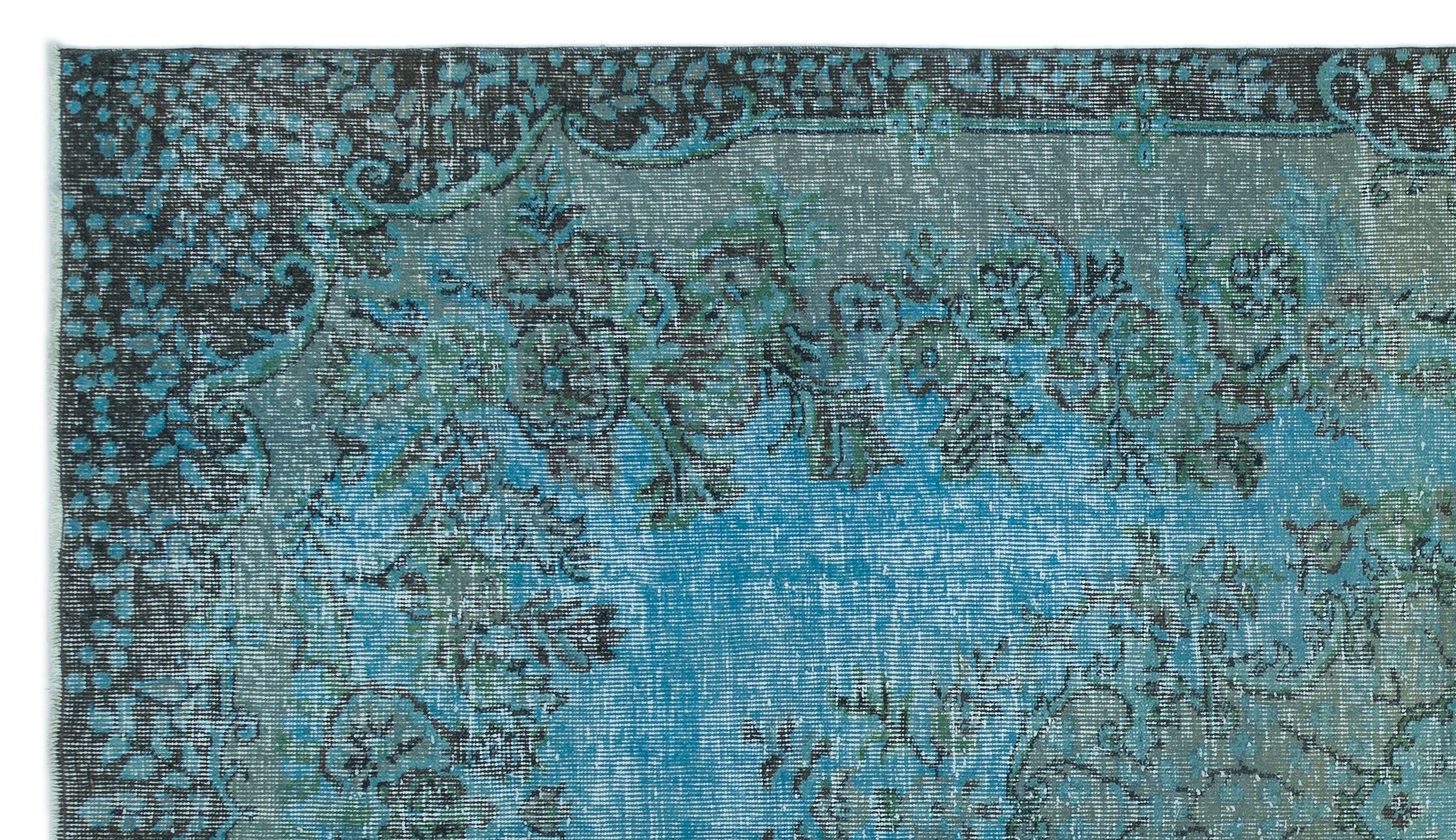 Atina Turquoise Vintage Wool Handmade Area Rug 5'5" x 9'5"