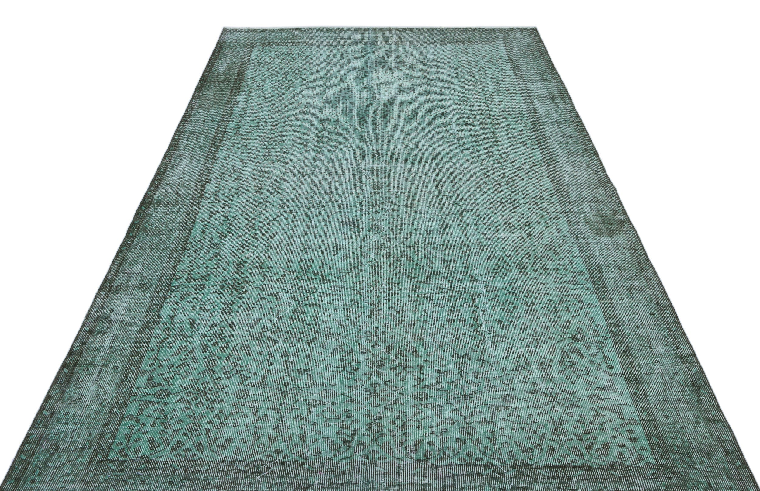 Atina Turquoise Vintage Wool Handmade Area Rug 5'7" x 9'7"