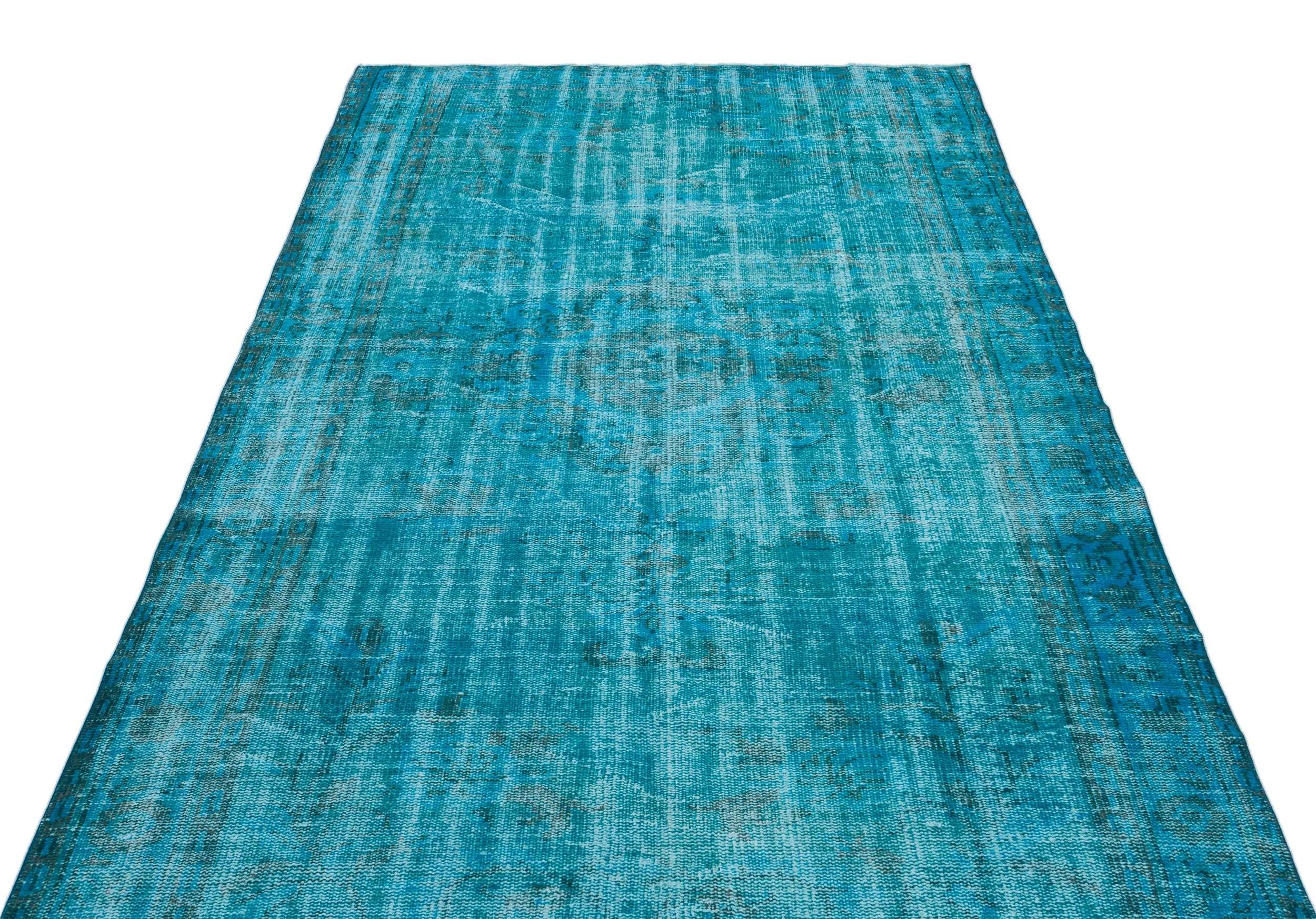 Atina Turquoise Vintage Wool Handmade Area Rug 5'0" x 9'0"