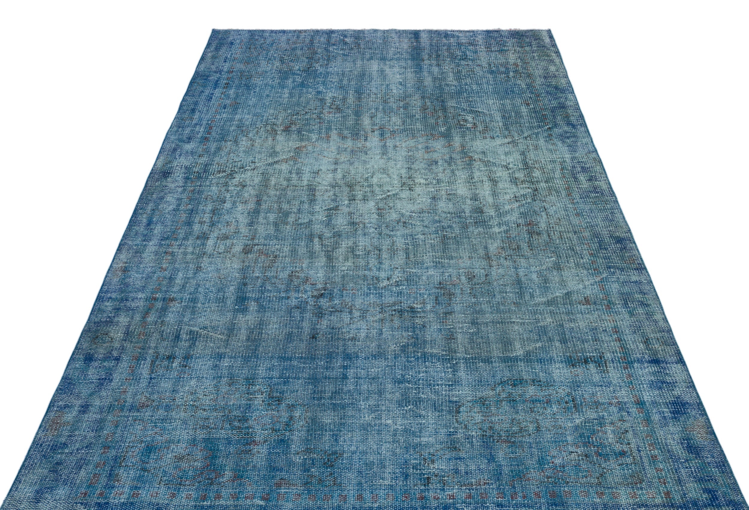 Atina Blue Vintage Wool Handmade Area Rug 5'3" x 9'2"