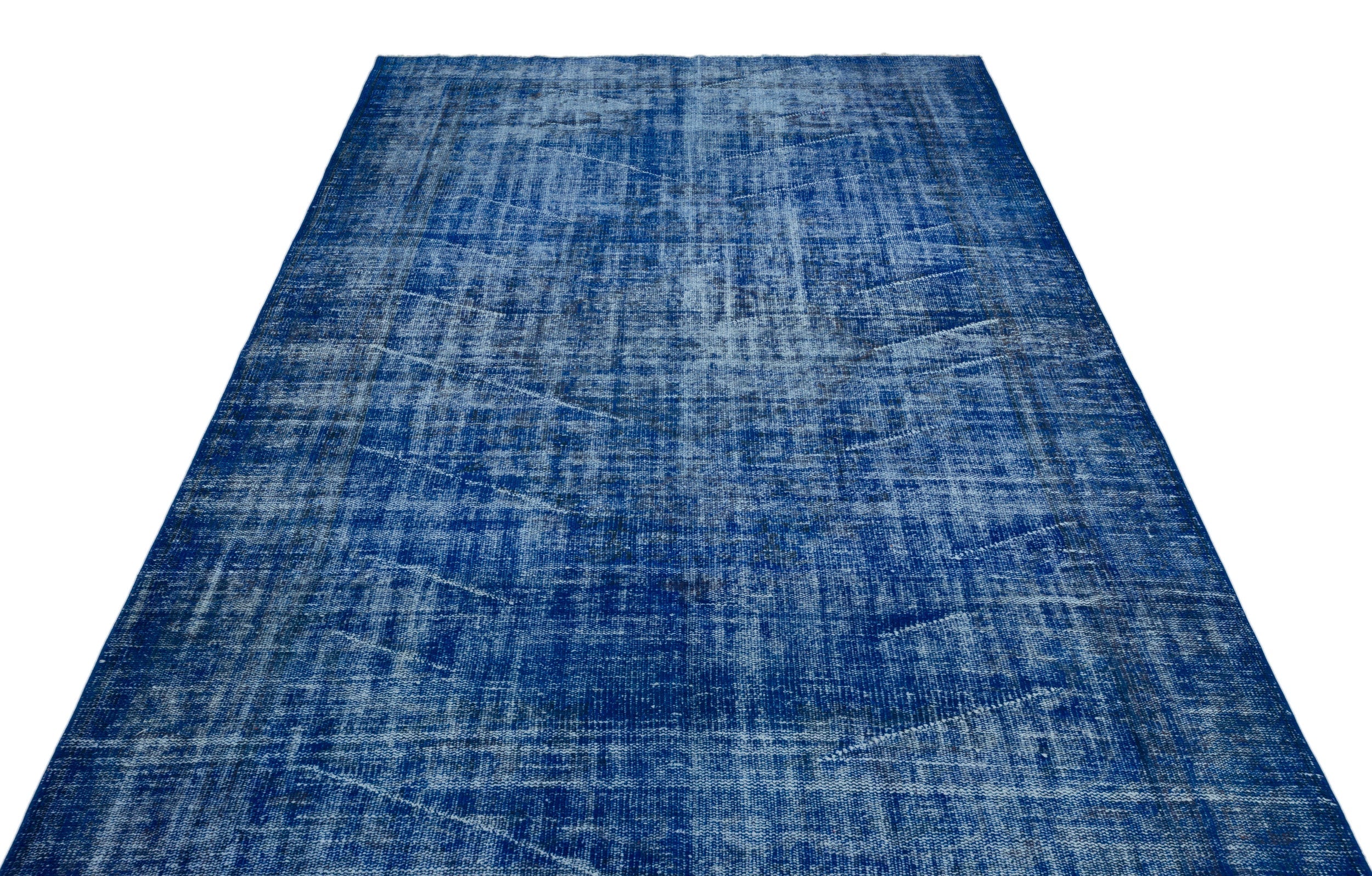 Atina Blue Vintage Wool Handmade Area Rug 6'6" x 8'7"