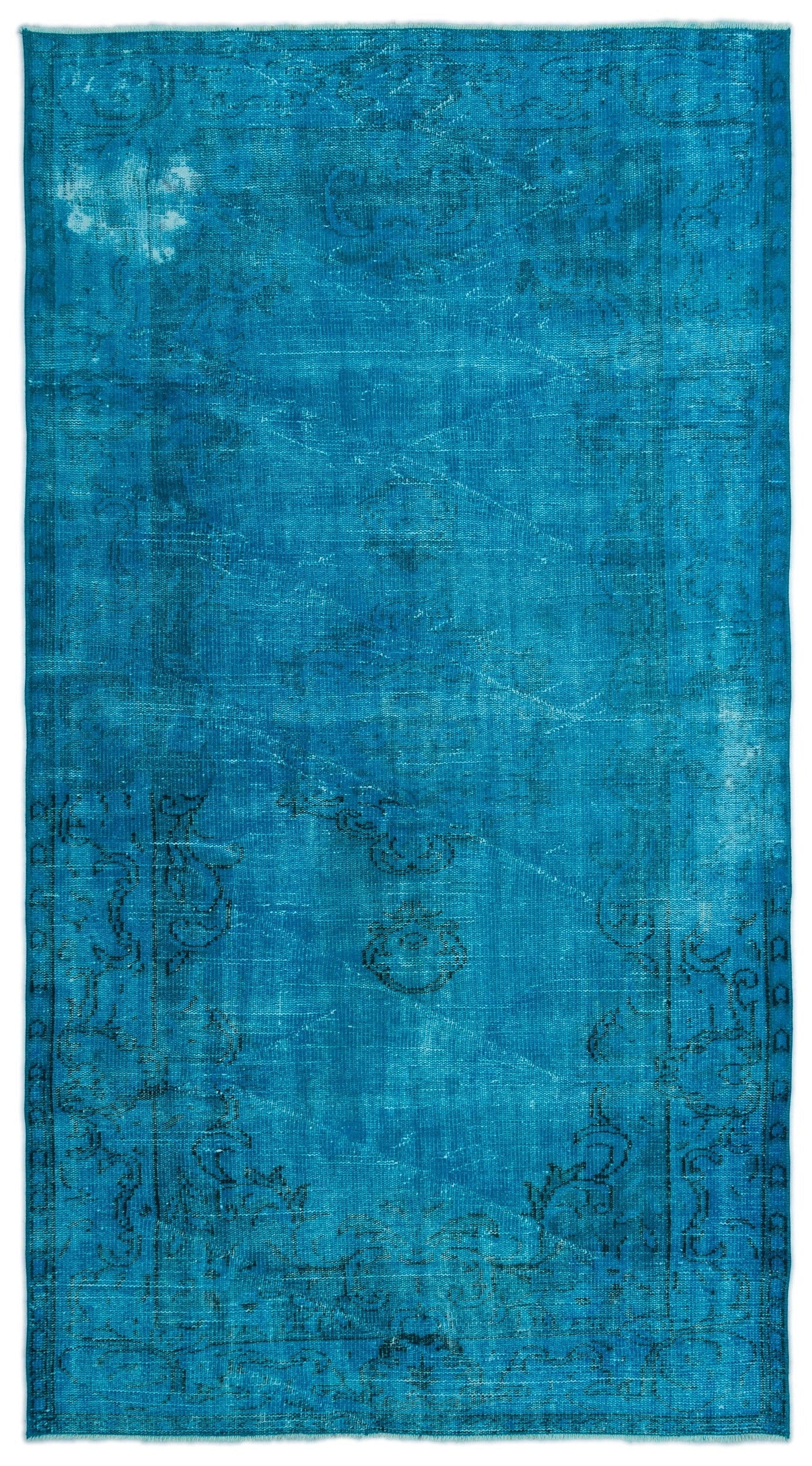 Atina Turquoise Vintage Wool Handmade Area Rug 4'9" x 8'8"