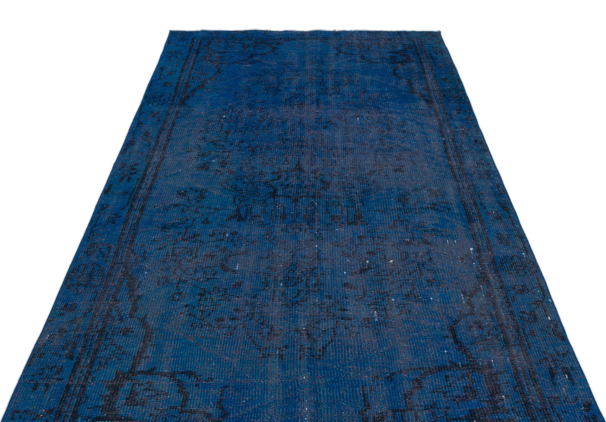Atina Blue Vintage Wool Handmade Area Rug 4'1" x 10'7"