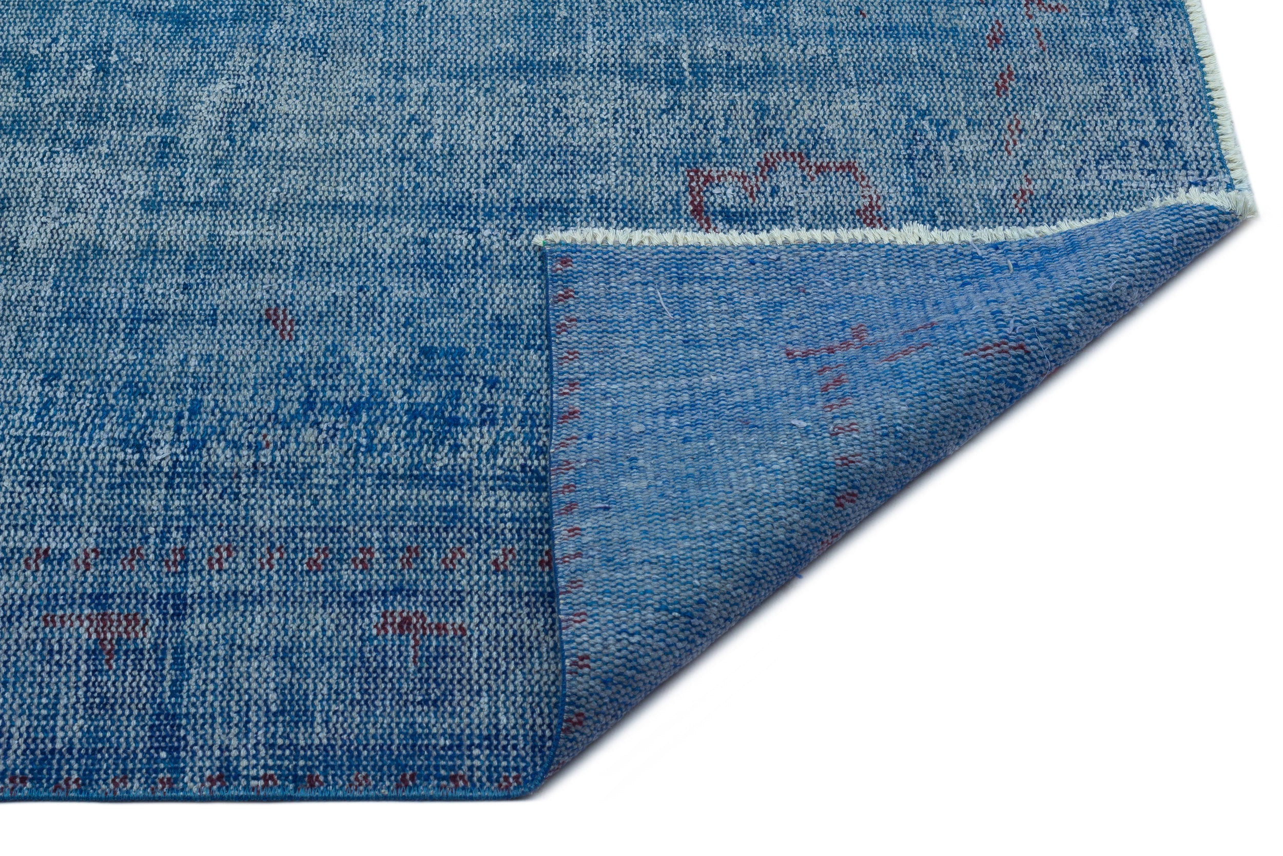 Atina Blue Vintage Wool Handmade Area Rug 5'7" x 9'2"