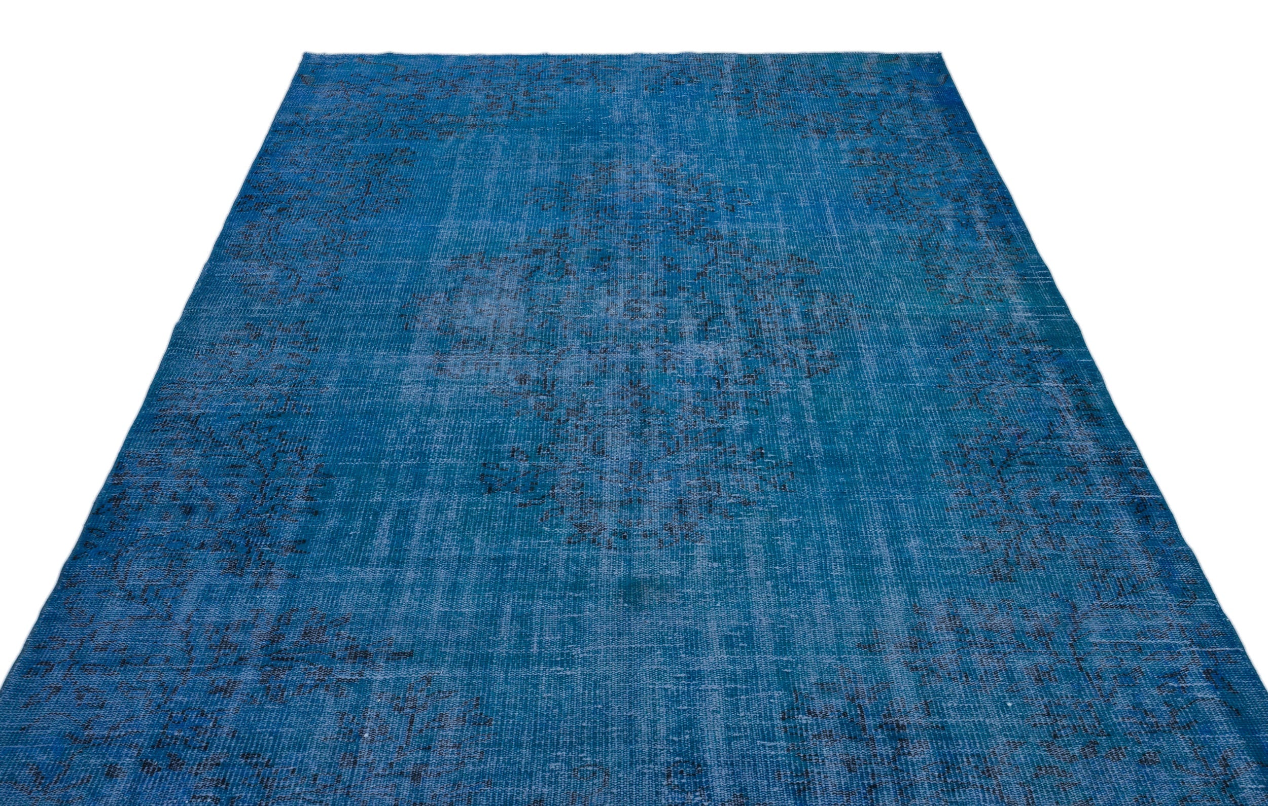 Atina Blue Vintage Wool Handmade Area Rug 6'3" x 9'0"
