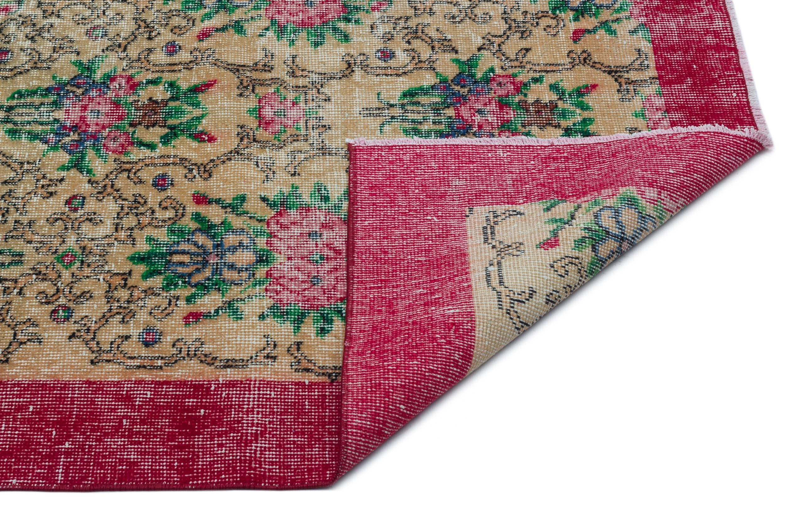 Atina Cream Vintage Wool Handmade Area Rug 5'1" x 8'7"