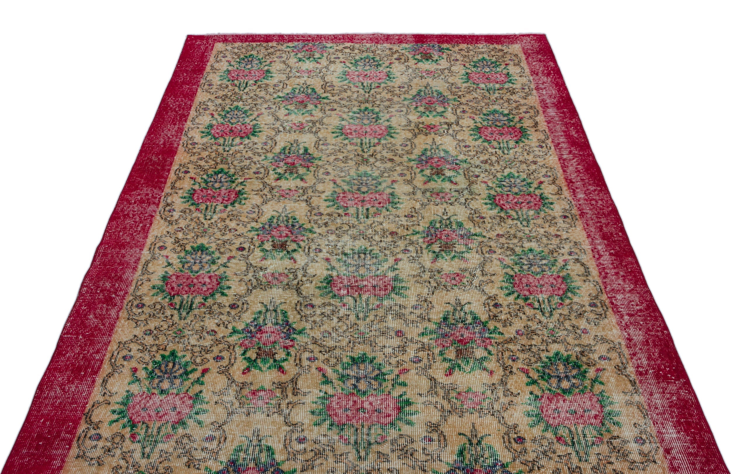 Atina Cream Vintage Wool Handmade Area Rug 5'1" x 8'7"