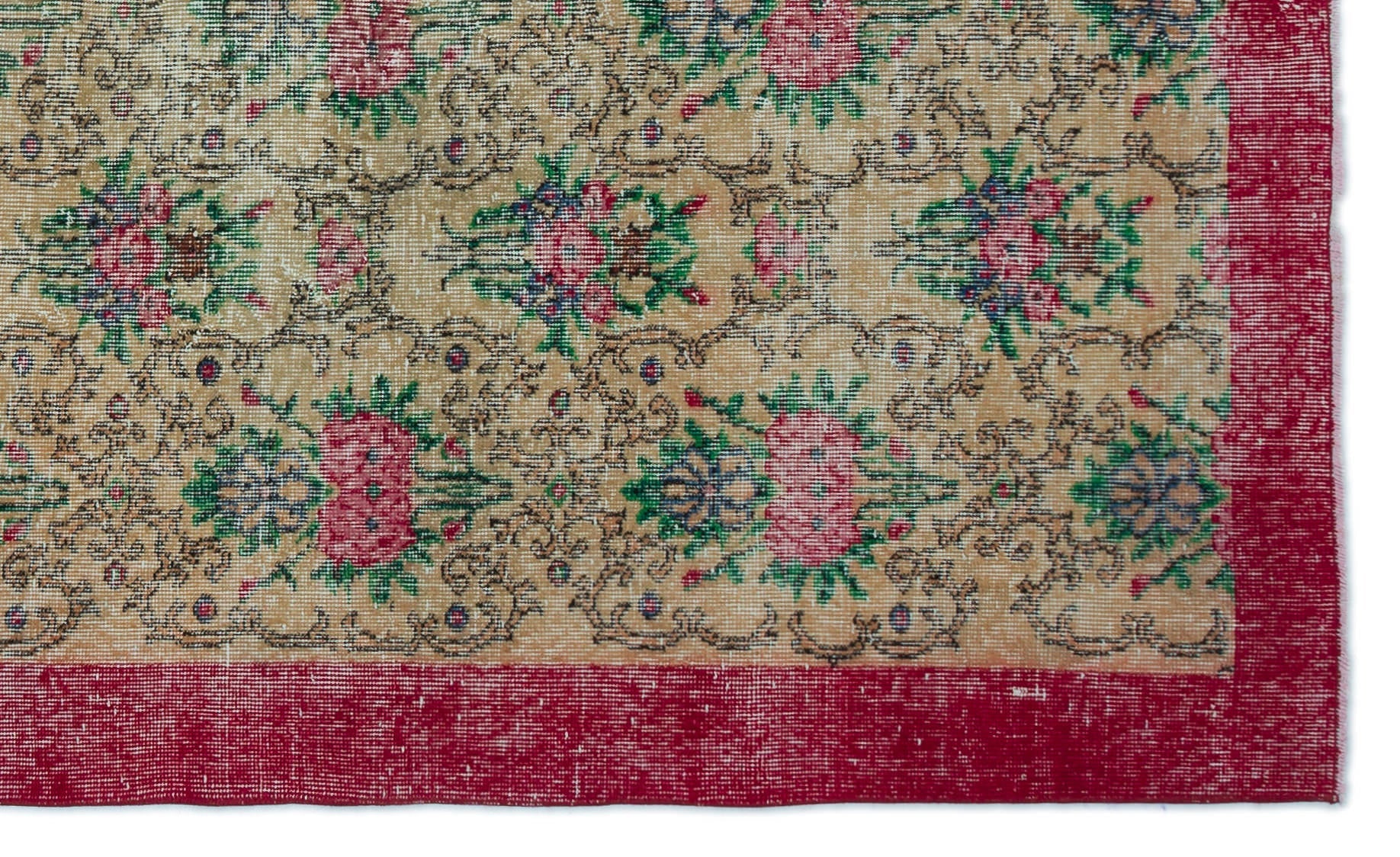 Atina Cream Vintage Wool Handmade Area Rug 5'1" x 8'7"