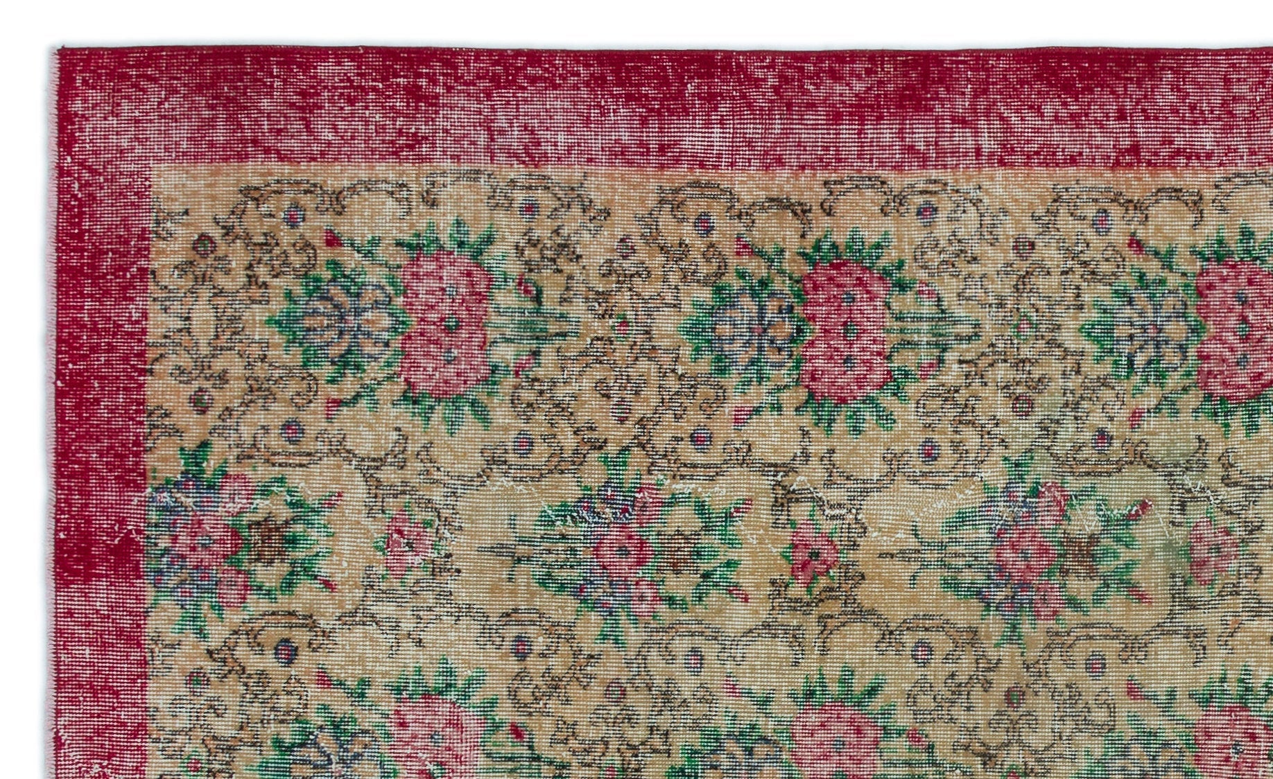 Atina Cream Vintage Wool Handmade Area Rug 5'1" x 8'7"