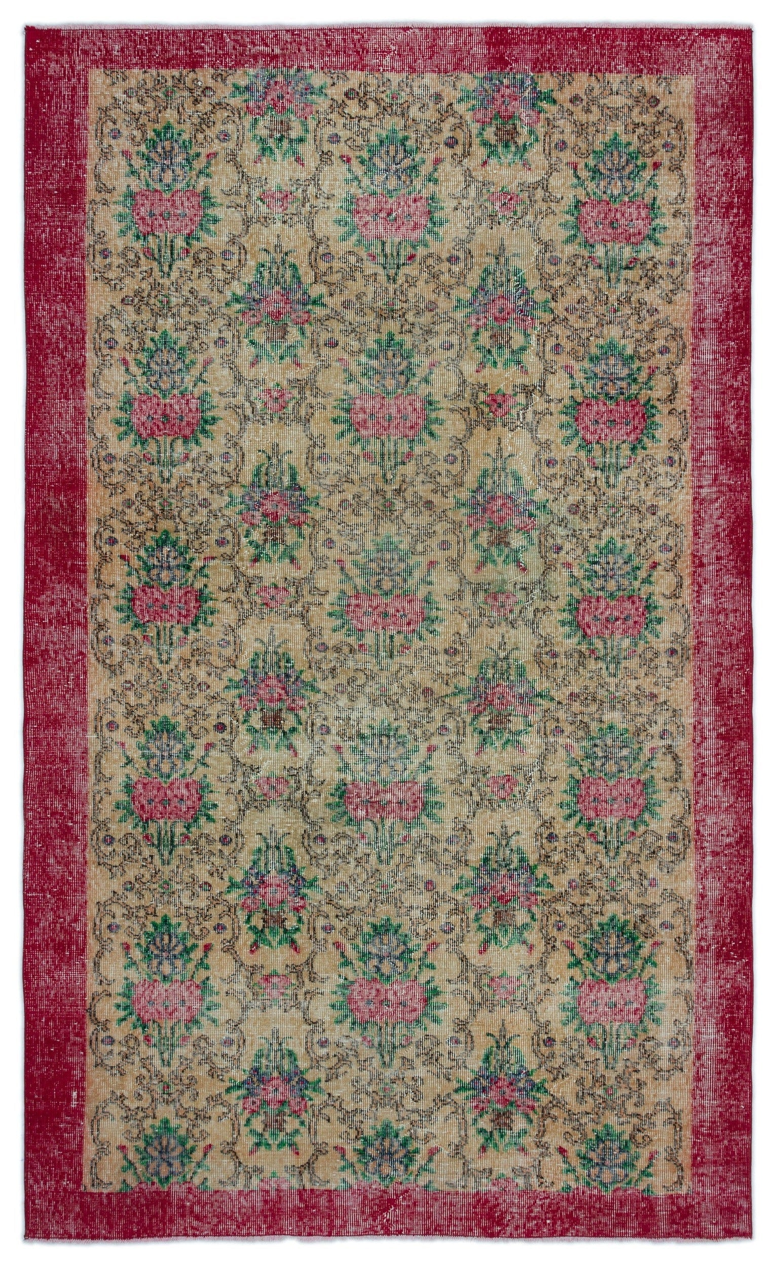 Atina Cream Vintage Wool Handmade Area Rug 5'1" x 8'7"