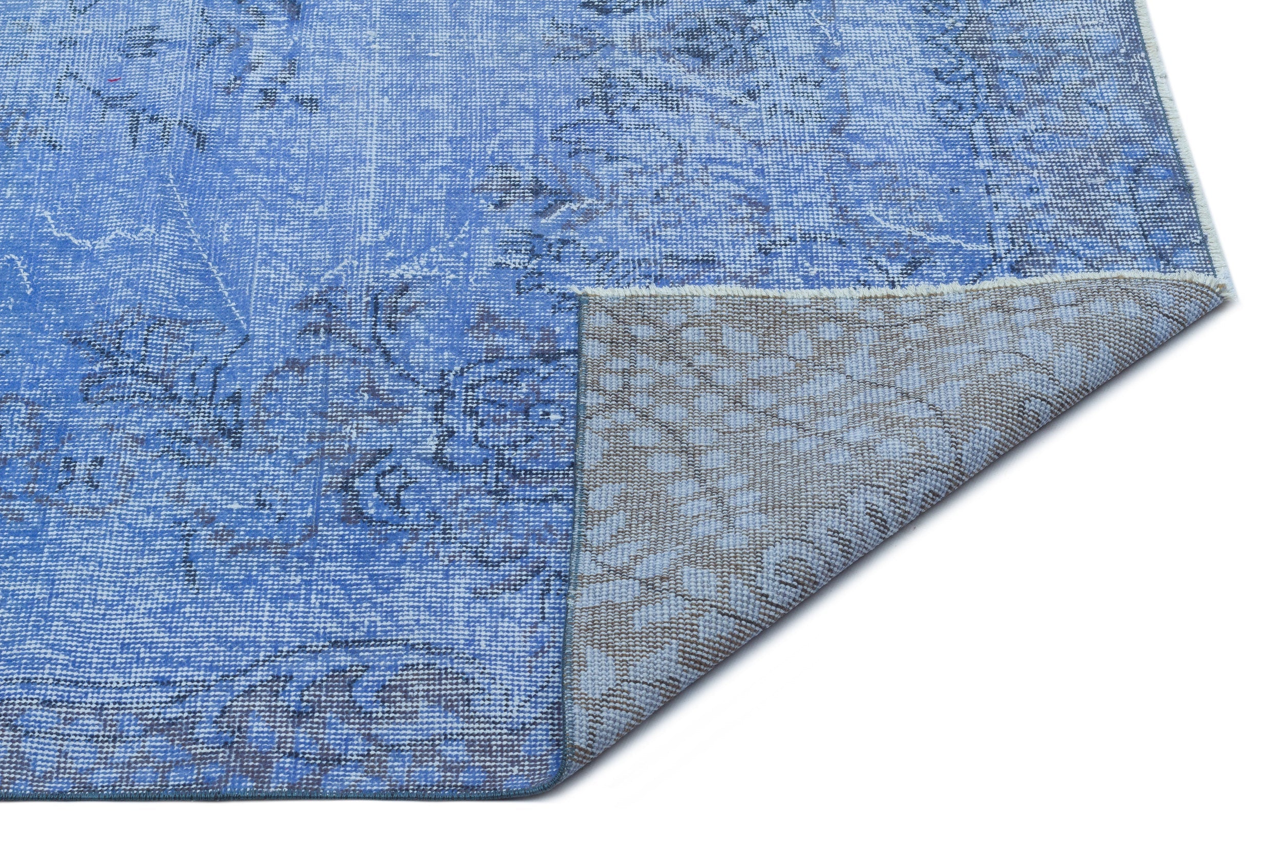 Atina Blue Vintage Wool Handmade Area Rug 5'4" x 9'3"