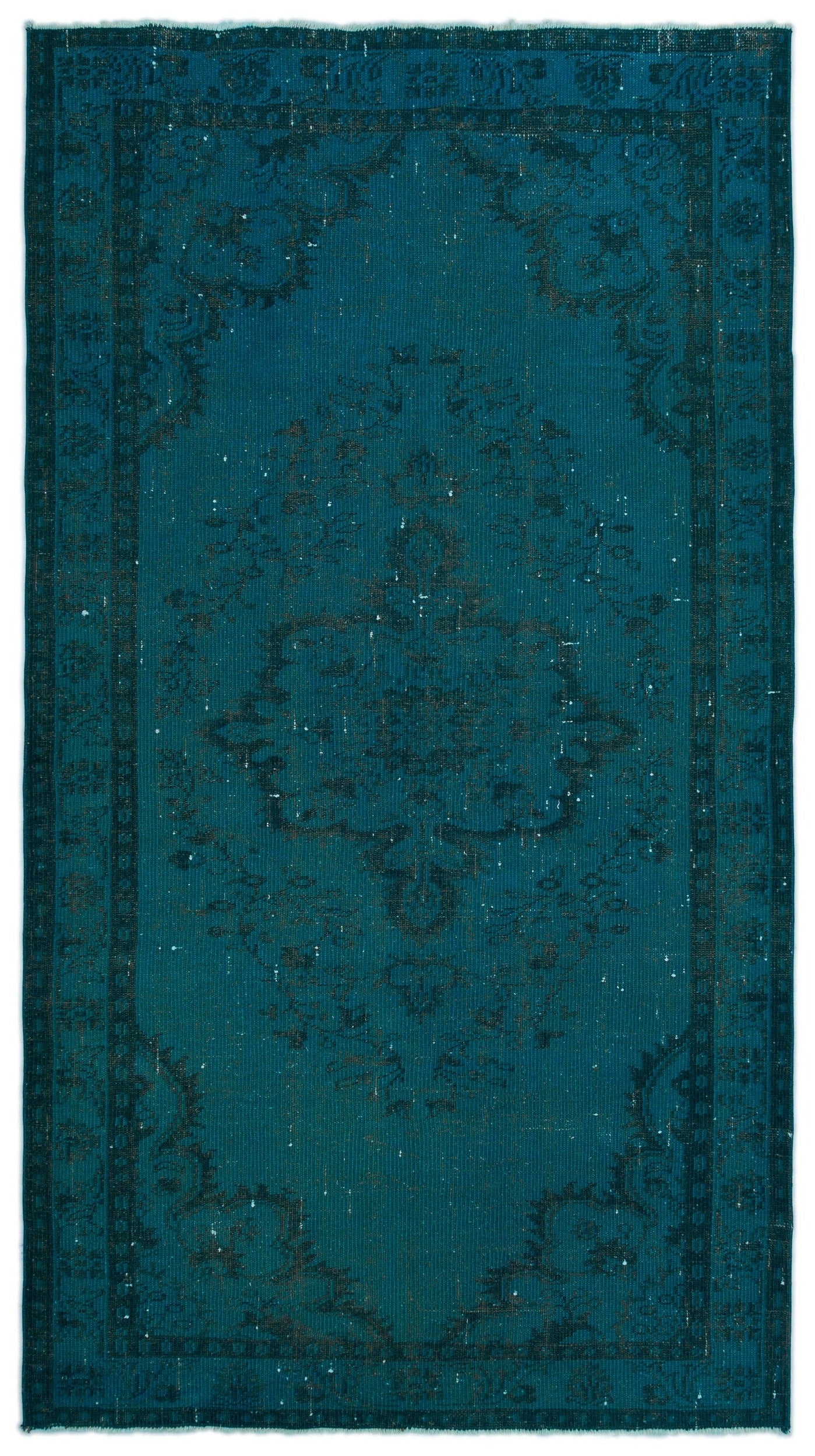 Atina Turquoise Vintage Wool Handmade Area Rug 5'3" x 8'4"