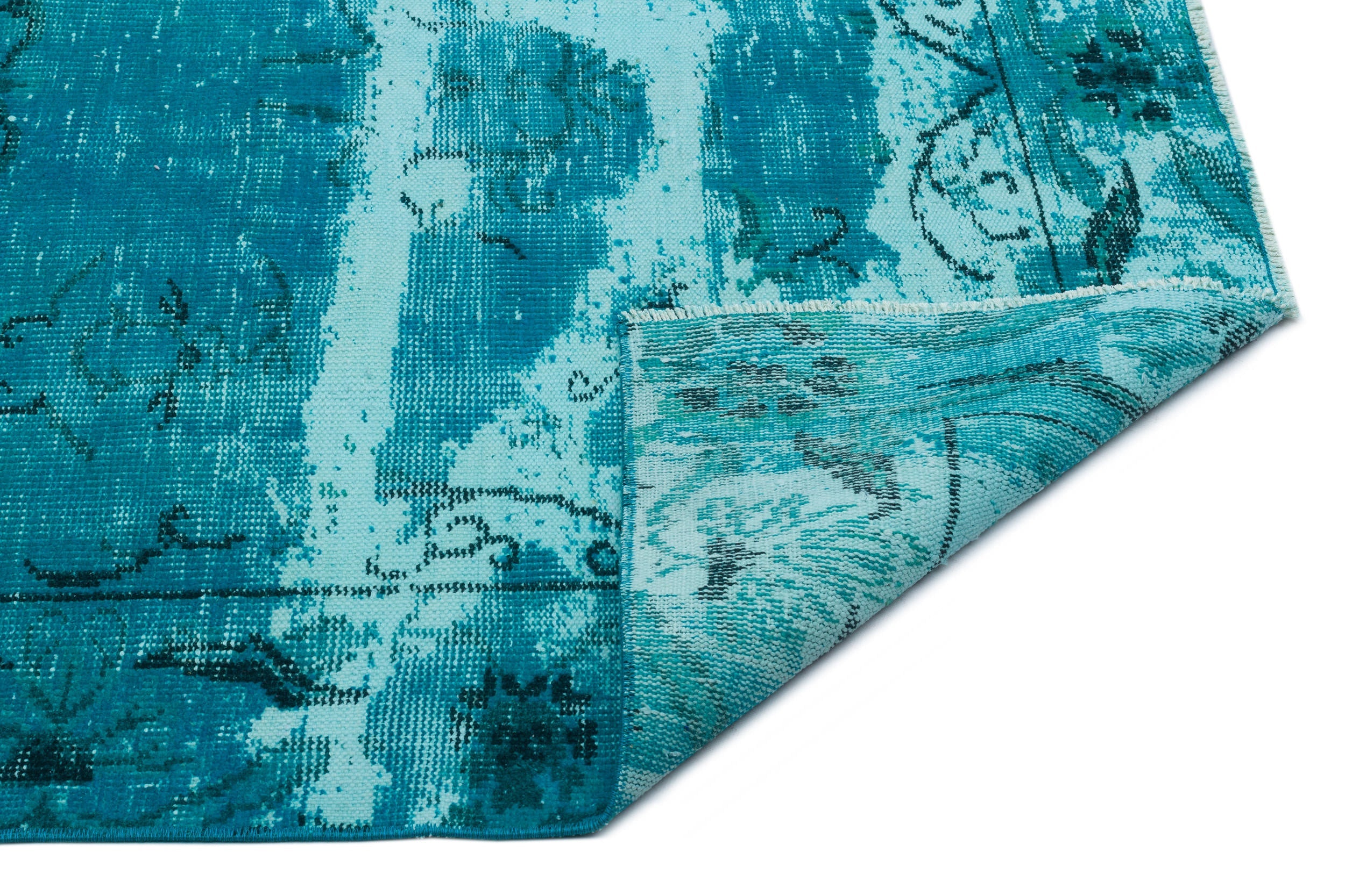 Atina Turquoise Vintage Wool Handmade Area Rug 4'10" x 8'0"