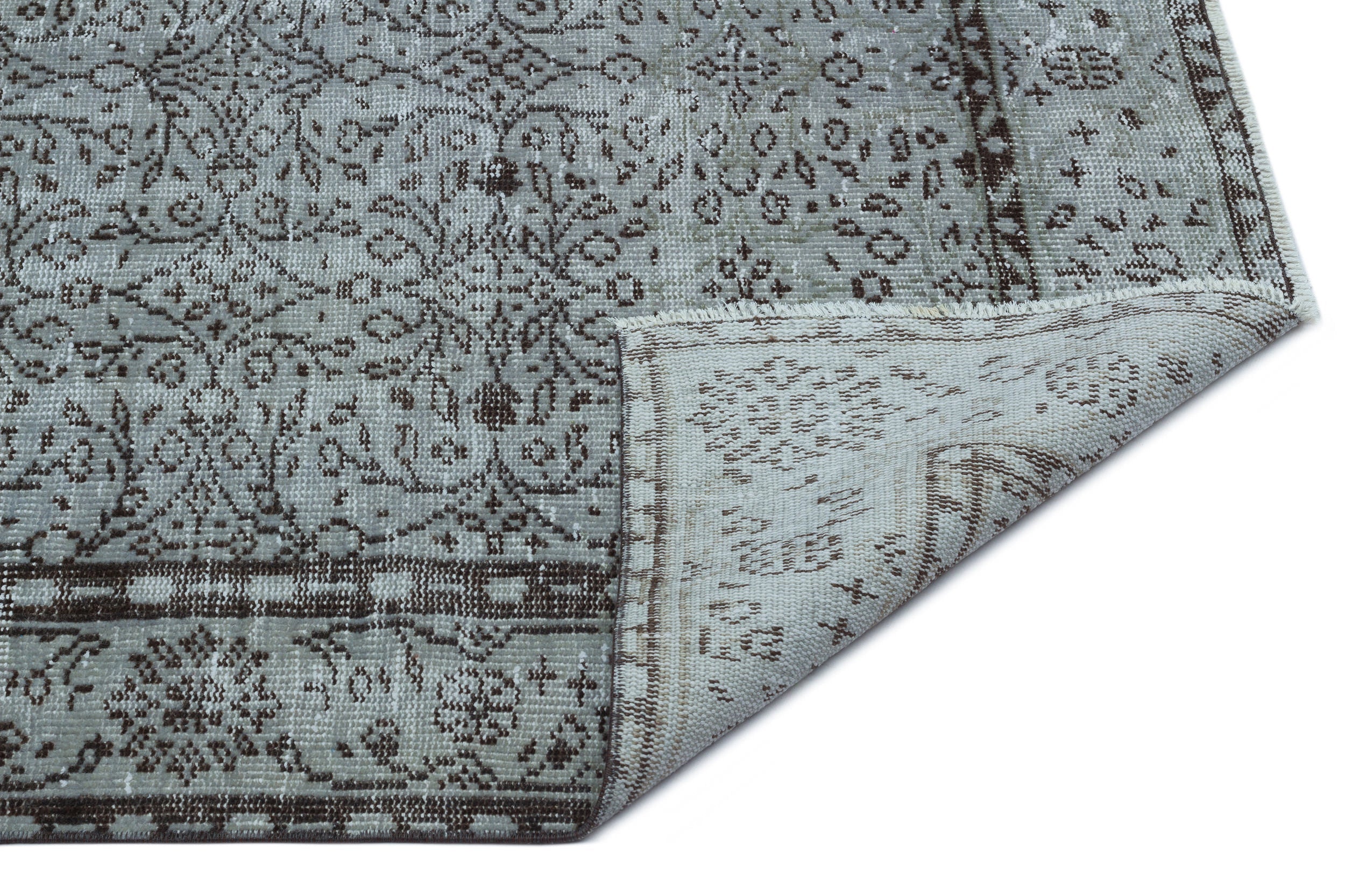 Atina Grey Vintage Wool Handmade Area Rug 4'10" x 8'9"