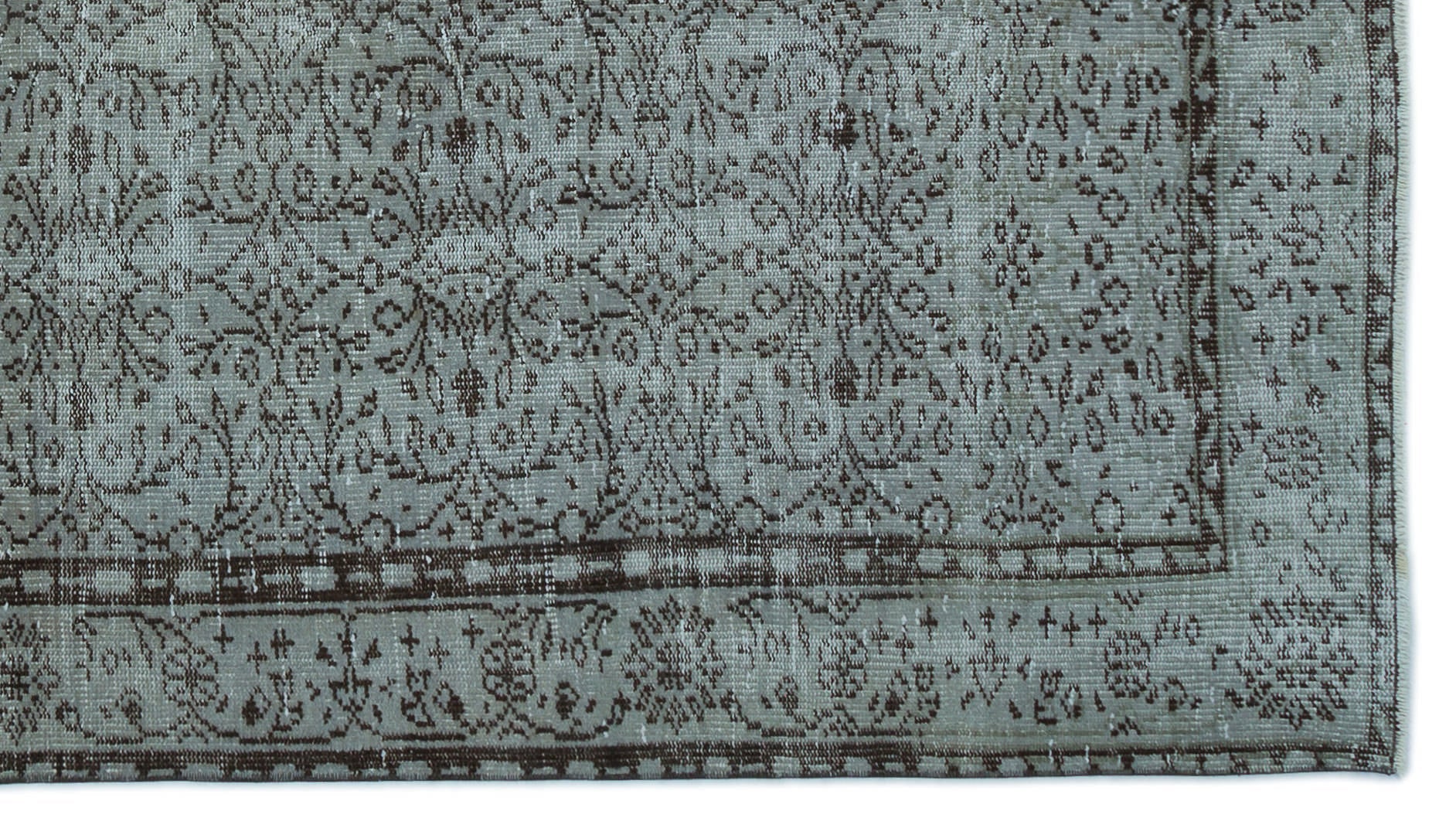 Atina Grey Vintage Wool Handmade Area Rug 4'10" x 8'9"