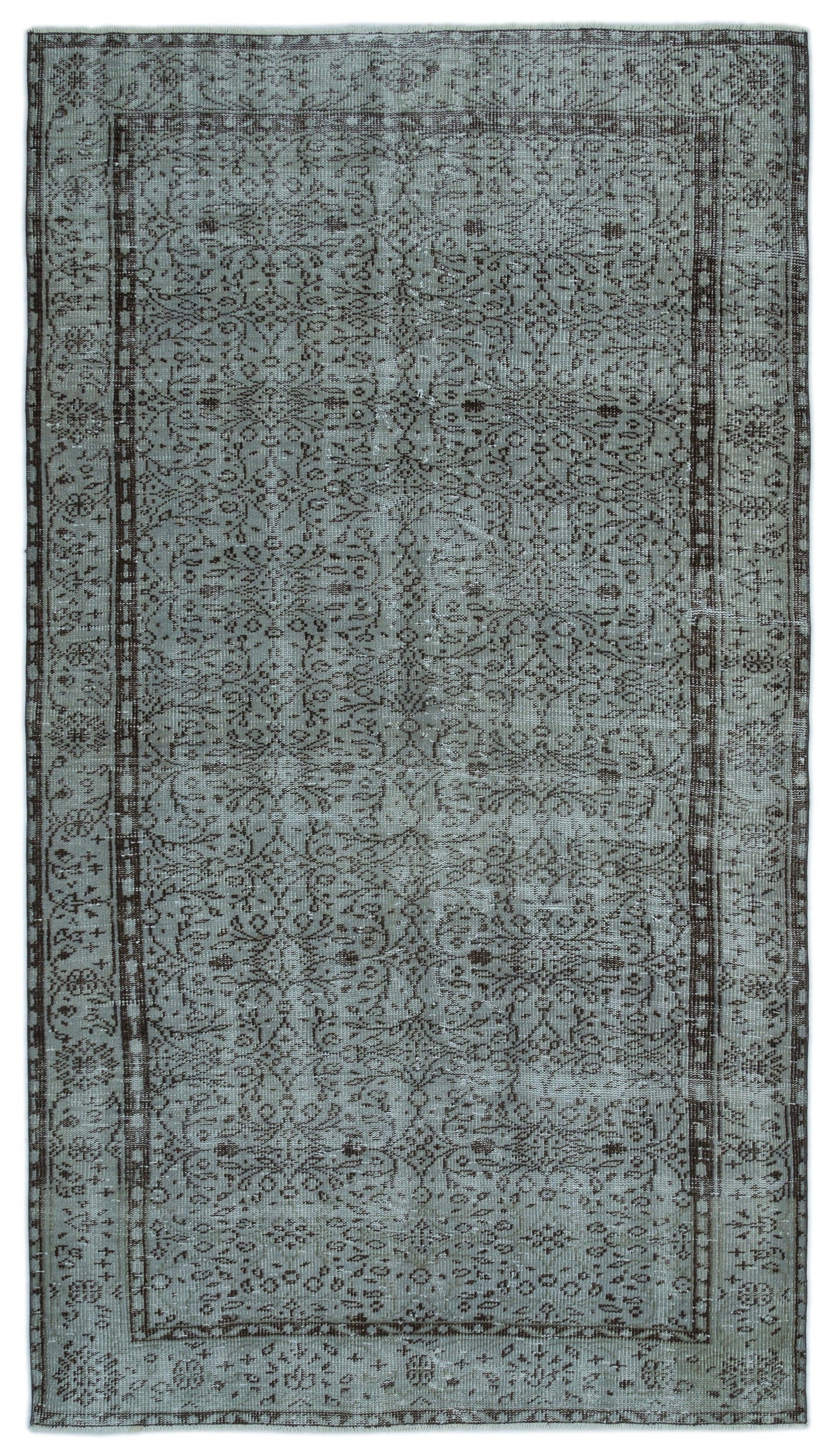 Atina Grey Vintage Wool Handmade Area Rug 4'10" x 8'9"