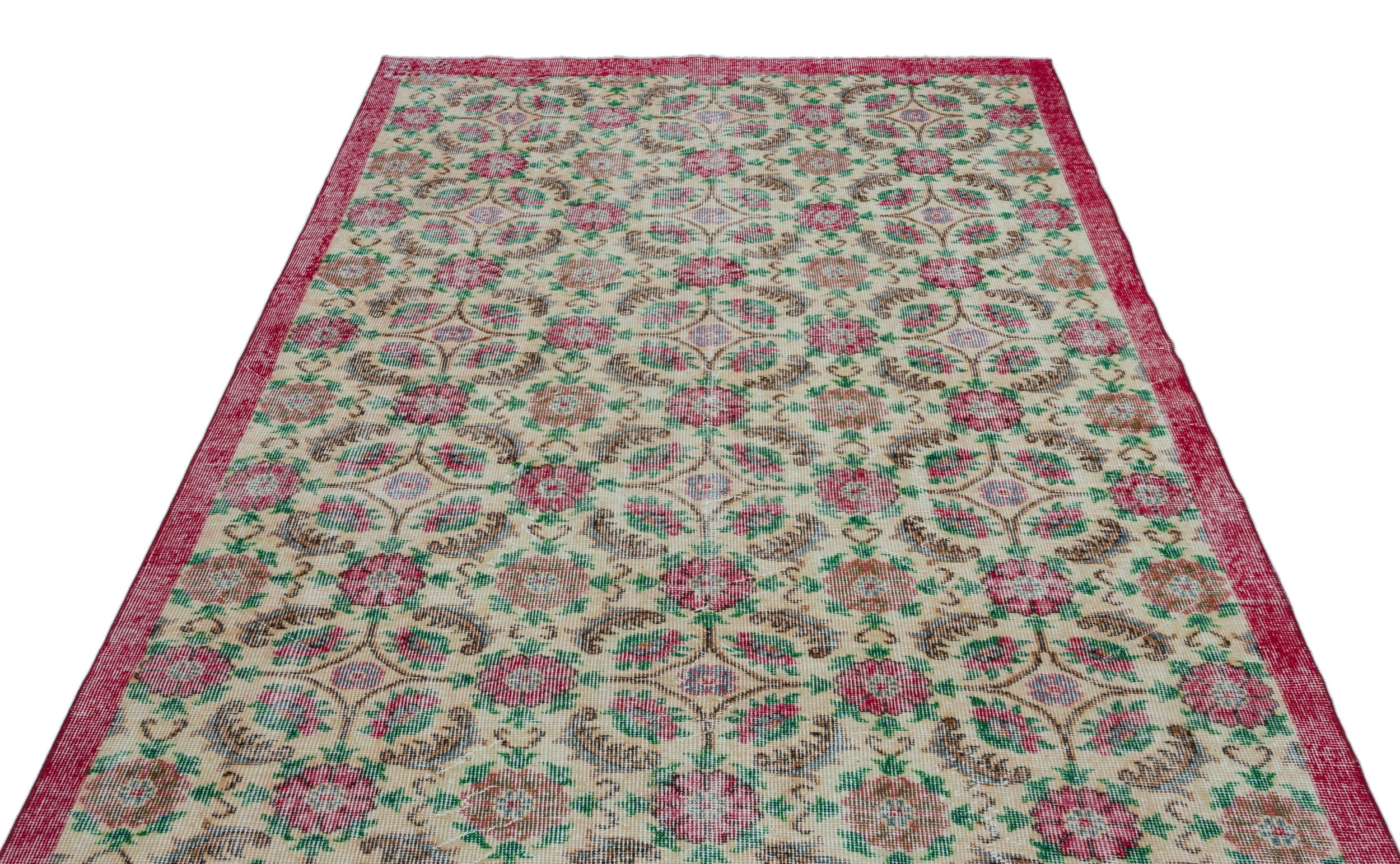 Atina Cream Vintage Wool Handmade Area Rug 5'6" x 8'11"