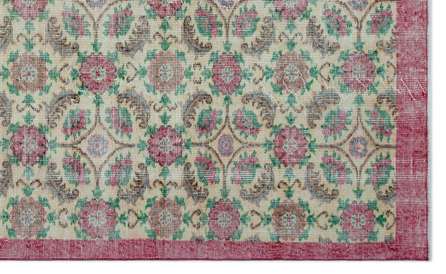 Atina Cream Vintage Wool Handmade Area Rug 5'6" x 8'11"