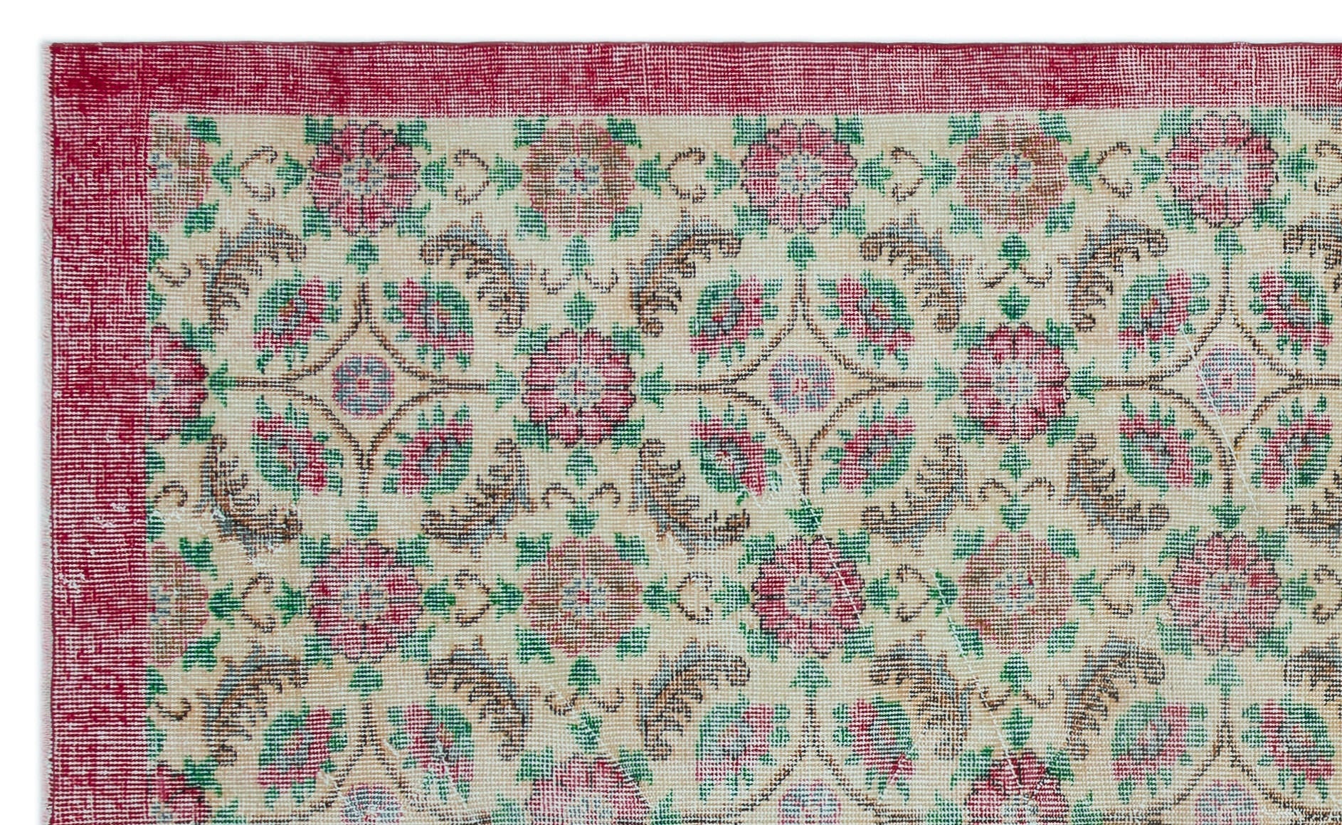 Atina Cream Vintage Wool Handmade Area Rug 5'6" x 8'11"