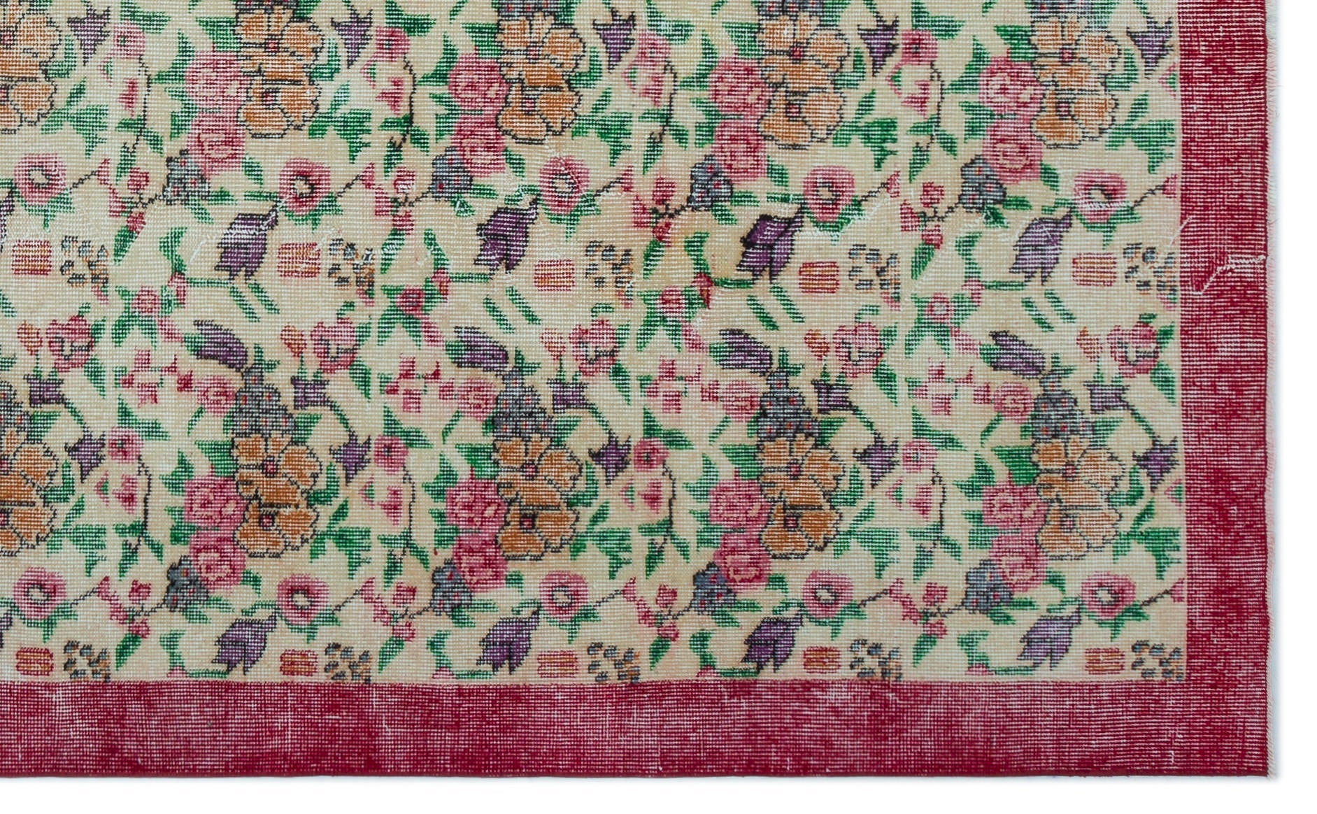 Atina Cream Vintage Wool Handmade Area Rug 5'5" x 8'9"