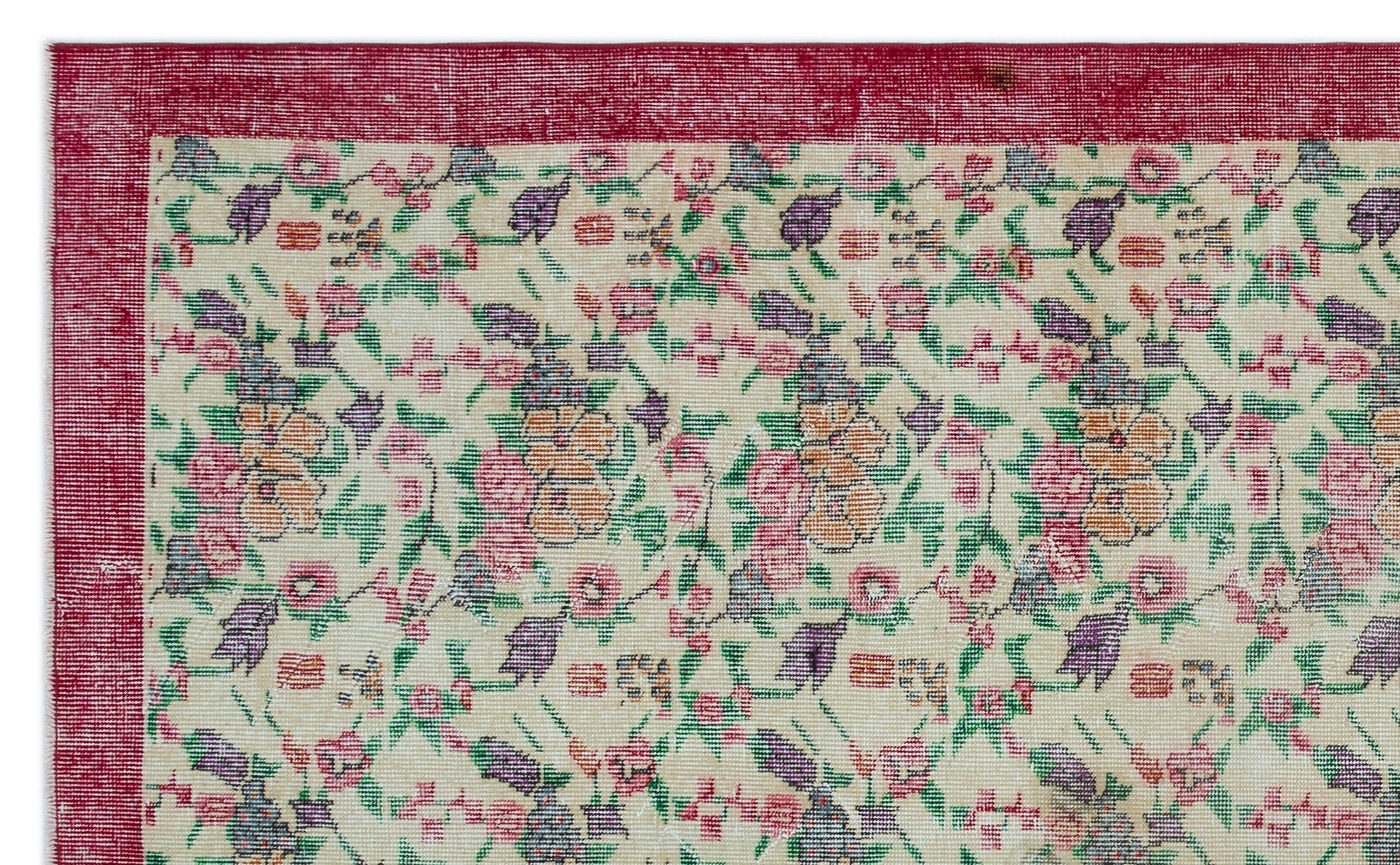 Atina Cream Vintage Wool Handmade Area Rug 5'5" x 8'9"