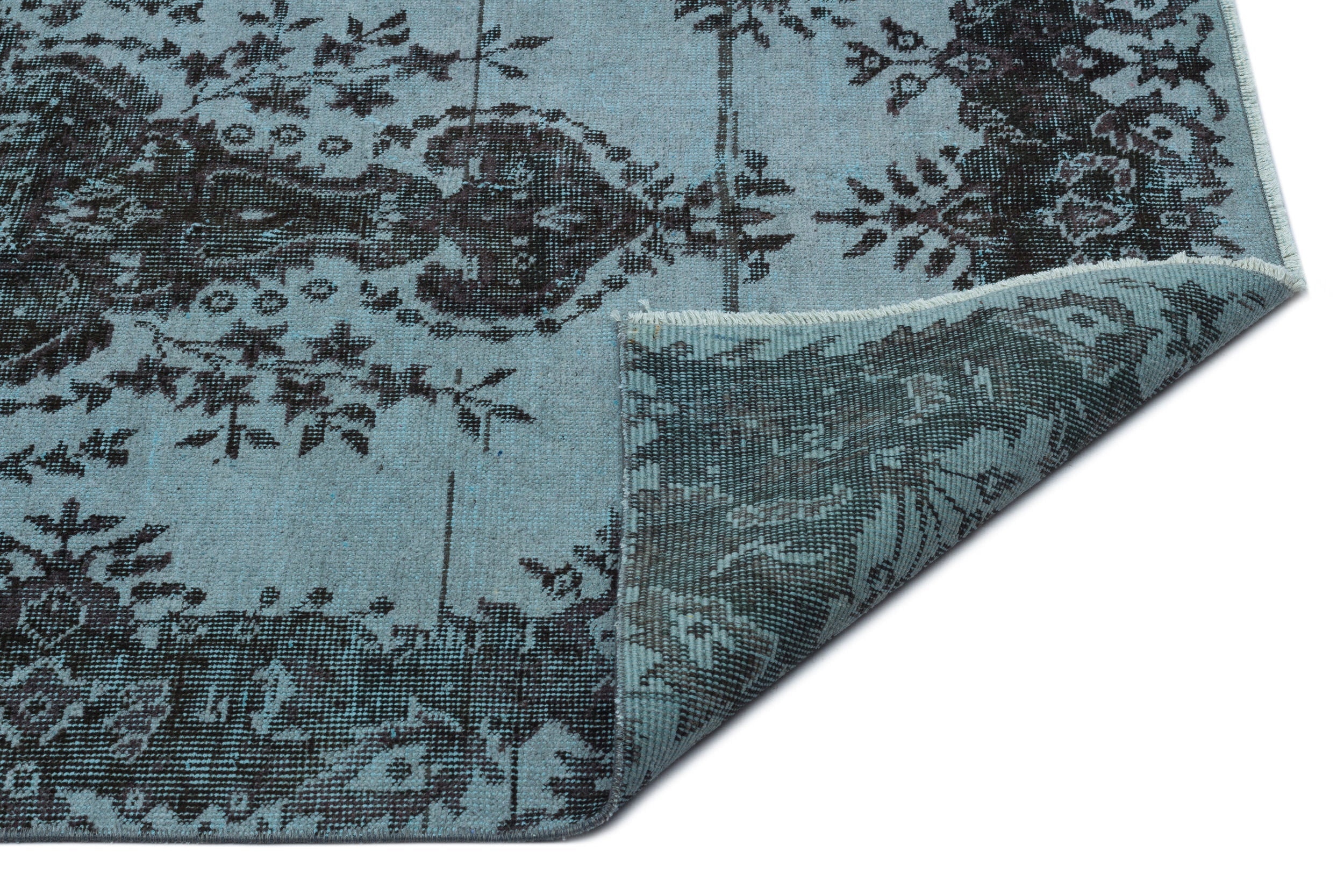 Atina Turquoise Vintage Wool Handmade Area Rug 3'8" x 7'2"