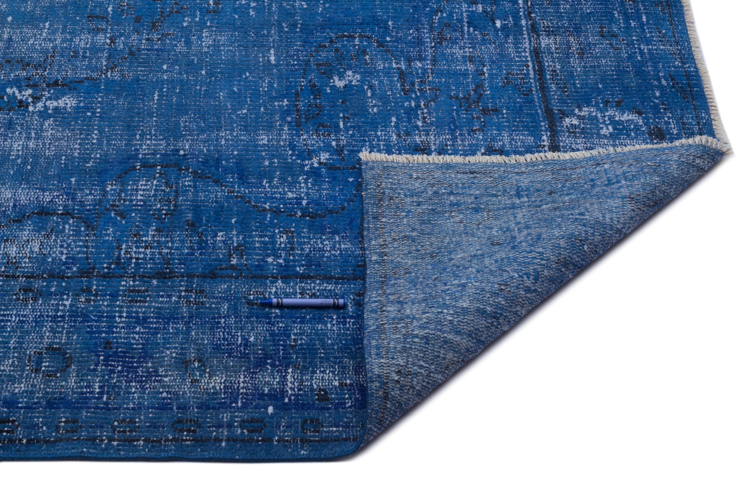 Atina Blue Vintage Wool Handmade Area Rug 6'6" x 8'9"