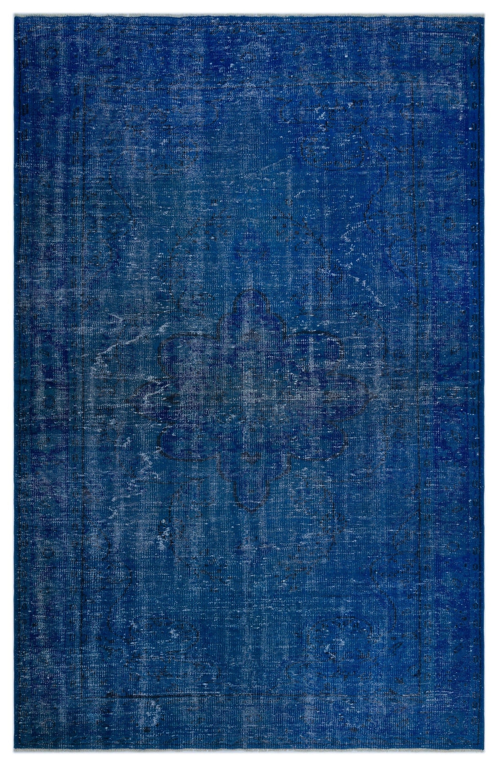 Atina Blue Vintage Wool Handmade Area Rug 6'6" x 8'9"