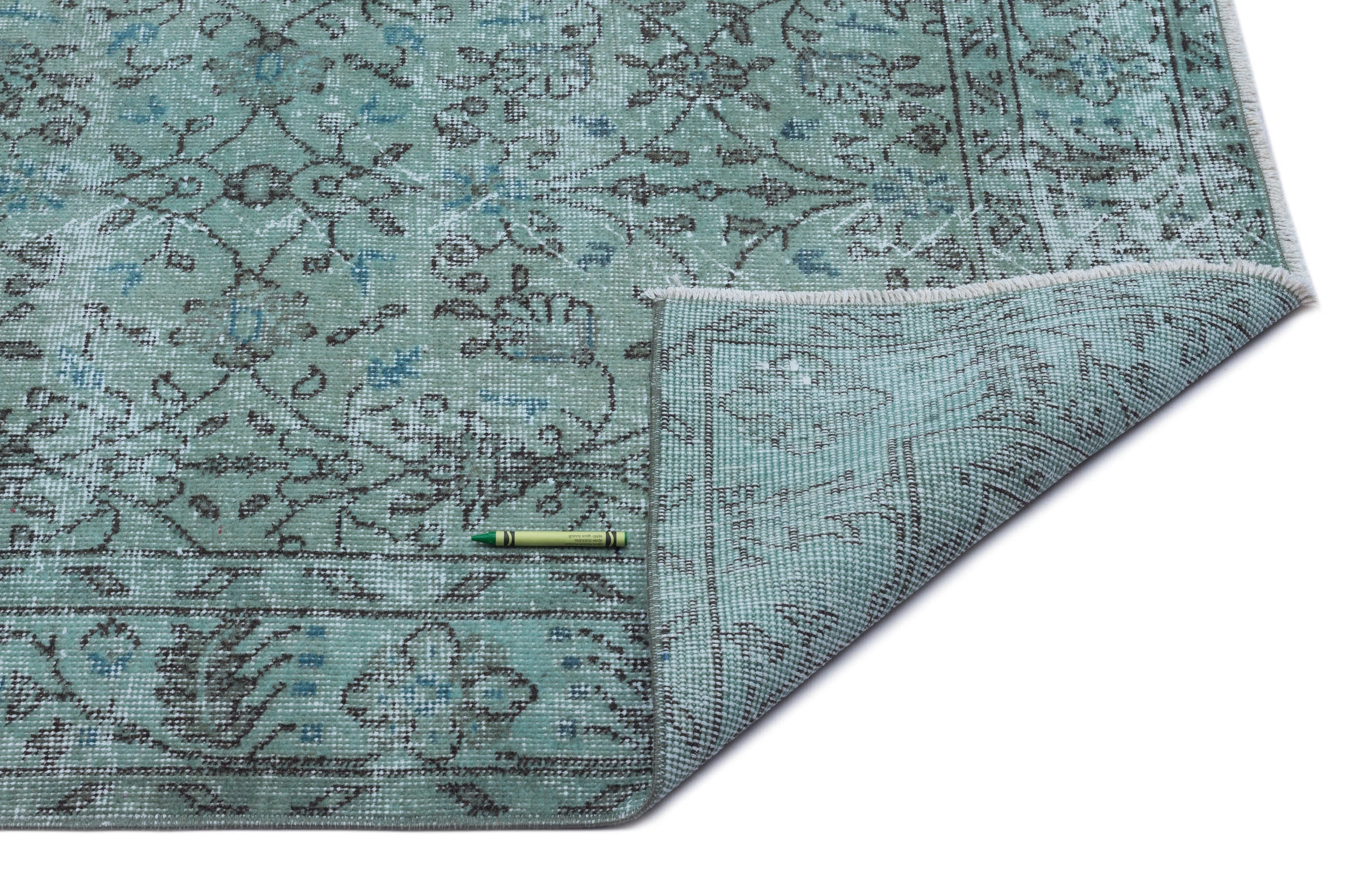 Atina Turquoise Vintage Wool Handmade Area Rug 5'3" x 8'9"