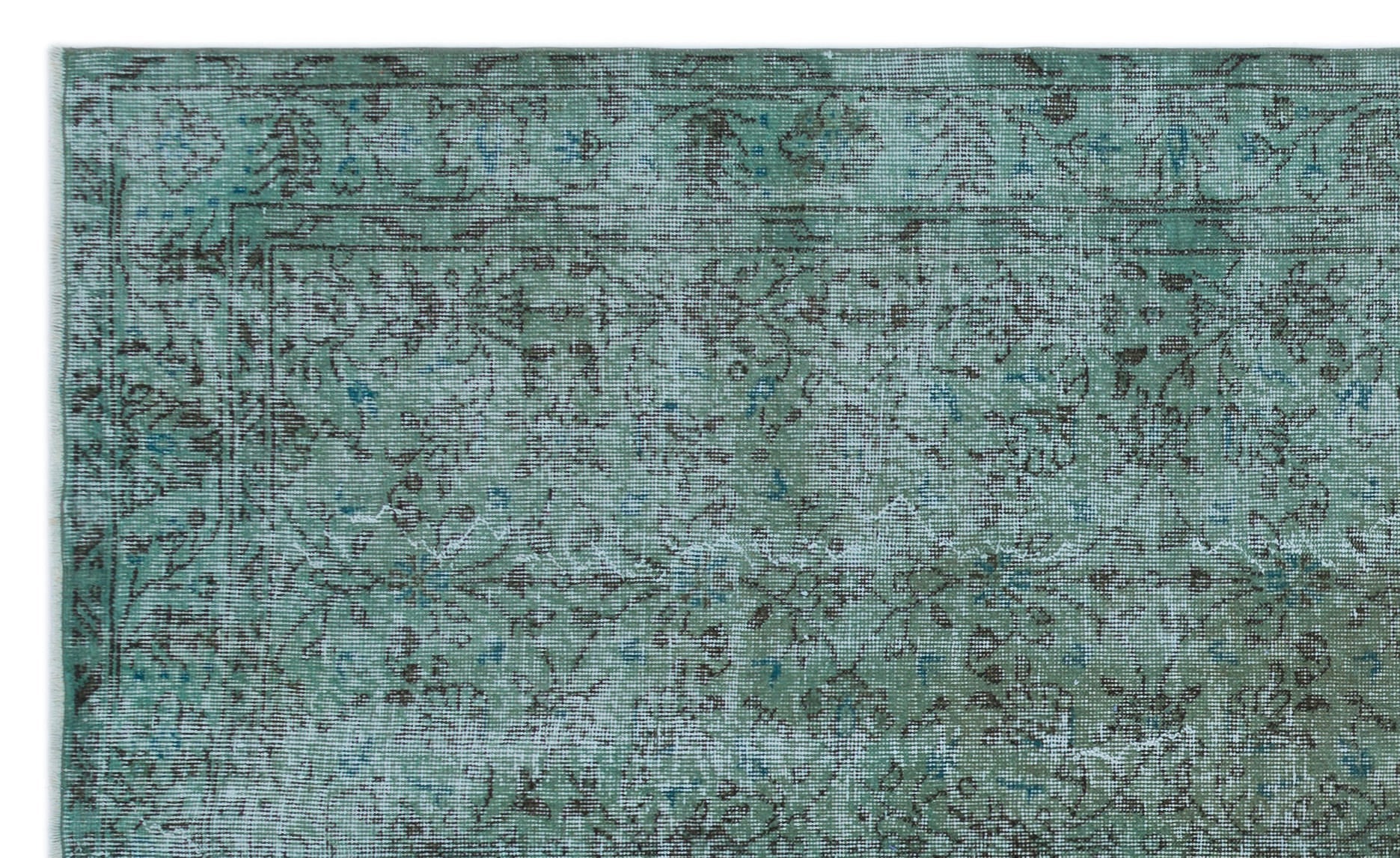 Atina Turquoise Vintage Wool Handmade Area Rug 5'3" x 8'9"