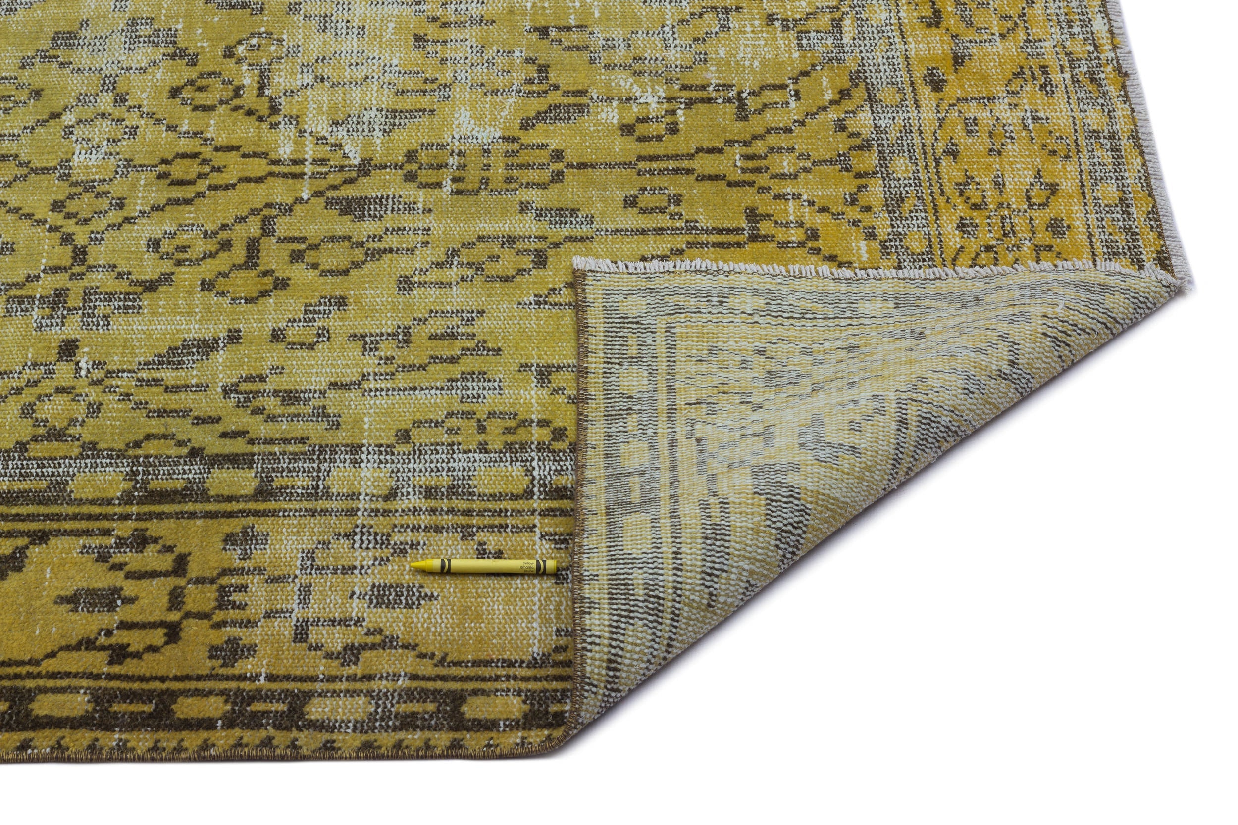 Atina Yellow Vintage Wool Handmade Area Rug 5'11" x 9'5"
