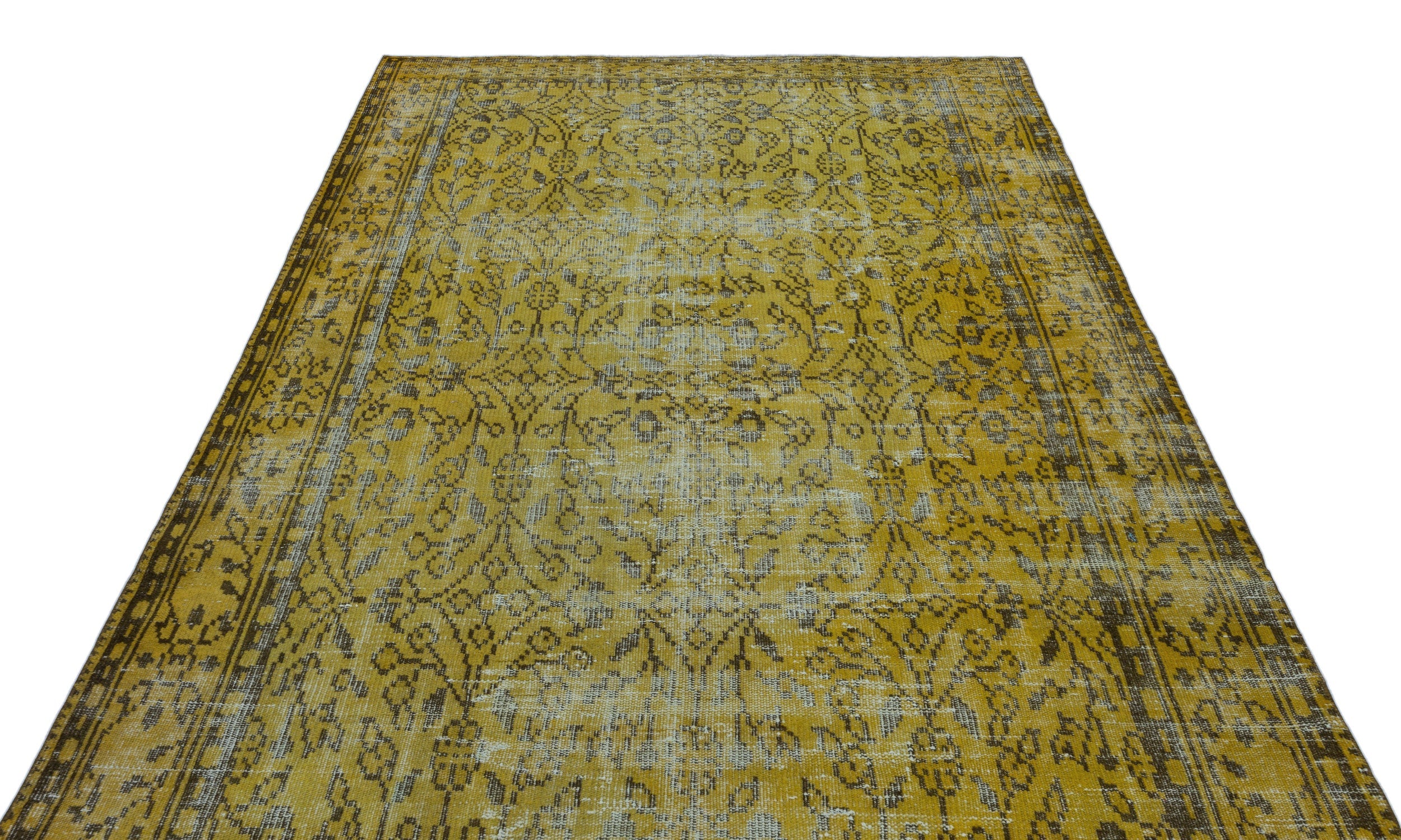 Atina Yellow Vintage Wool Handmade Area Rug 5'11" x 9'5"