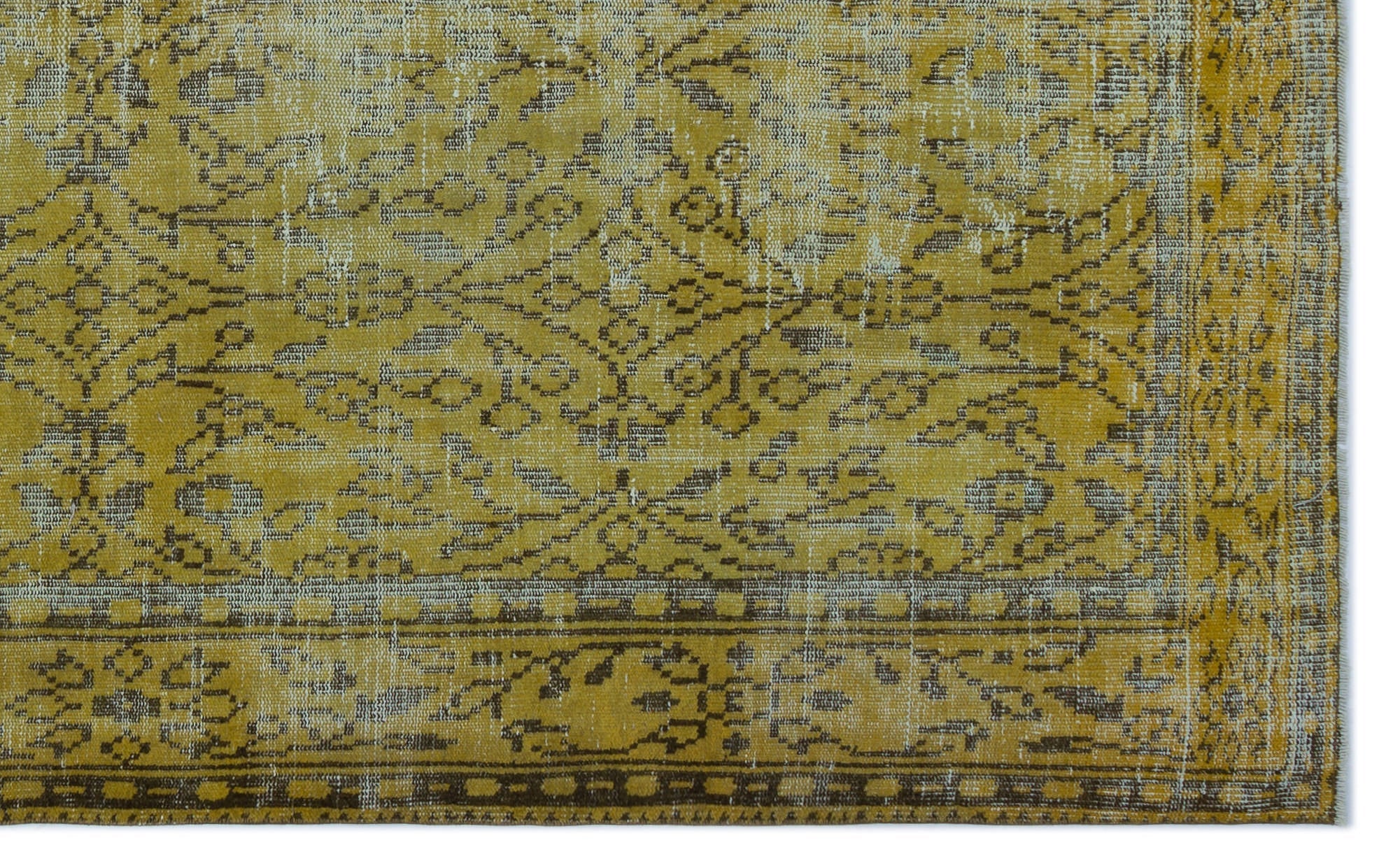 Atina Yellow Vintage Wool Handmade Area Rug 5'11" x 9'5"