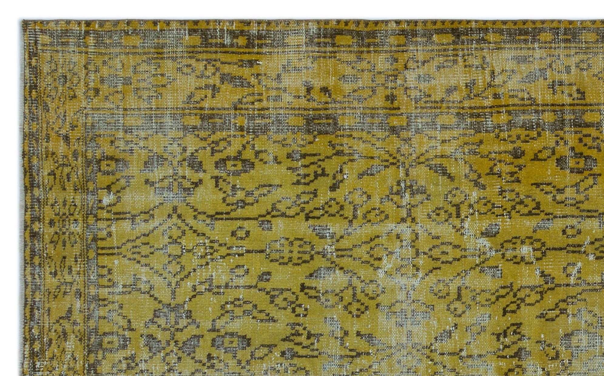 Atina Yellow Vintage Wool Handmade Area Rug 5'11" x 9'5"