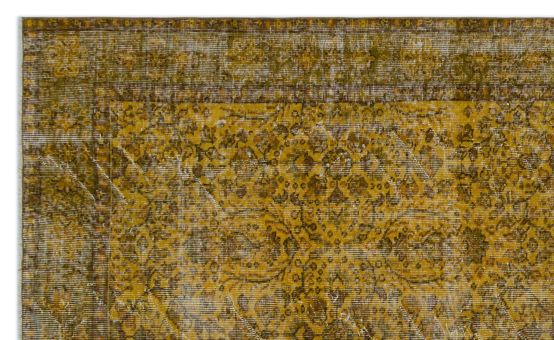 Atina Yellow Vintage Wool Handmade Area Rug 5'5" x 8'11"