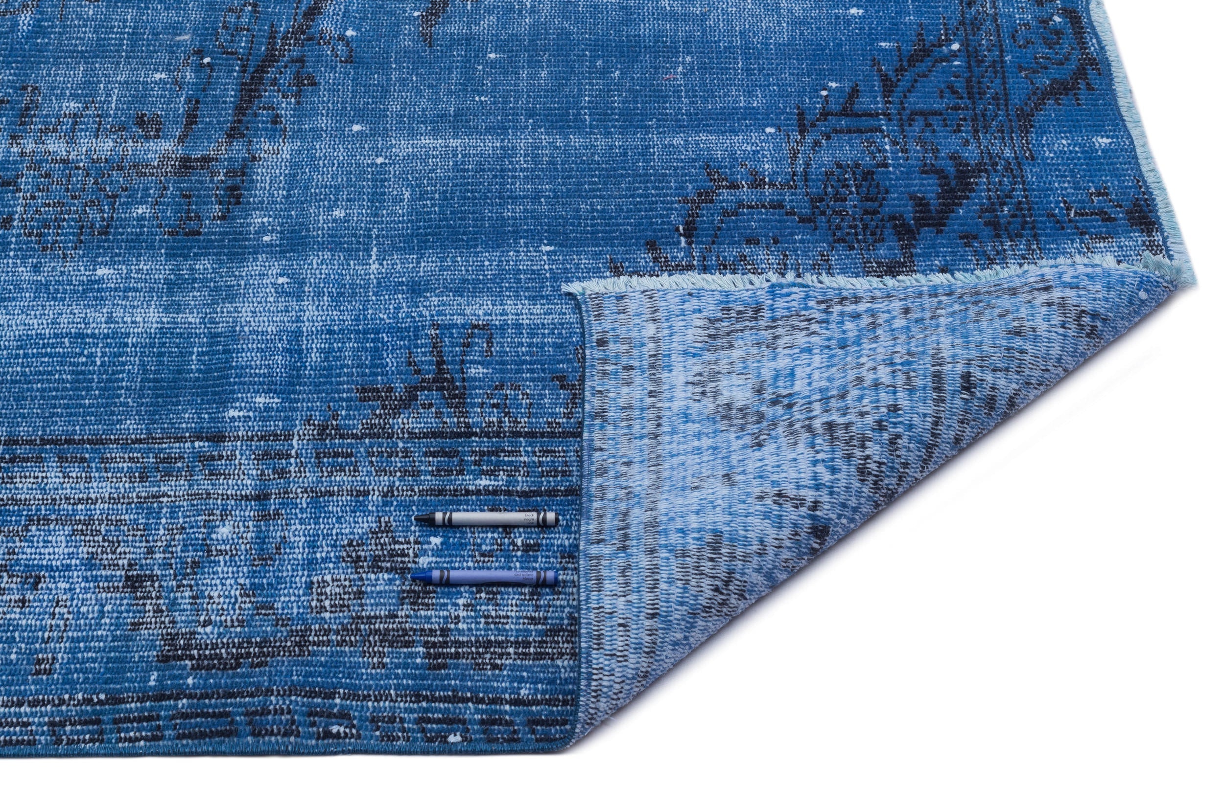 Atina Blue Vintage Wool Handmade Area Rug 5'5" x 8'10"